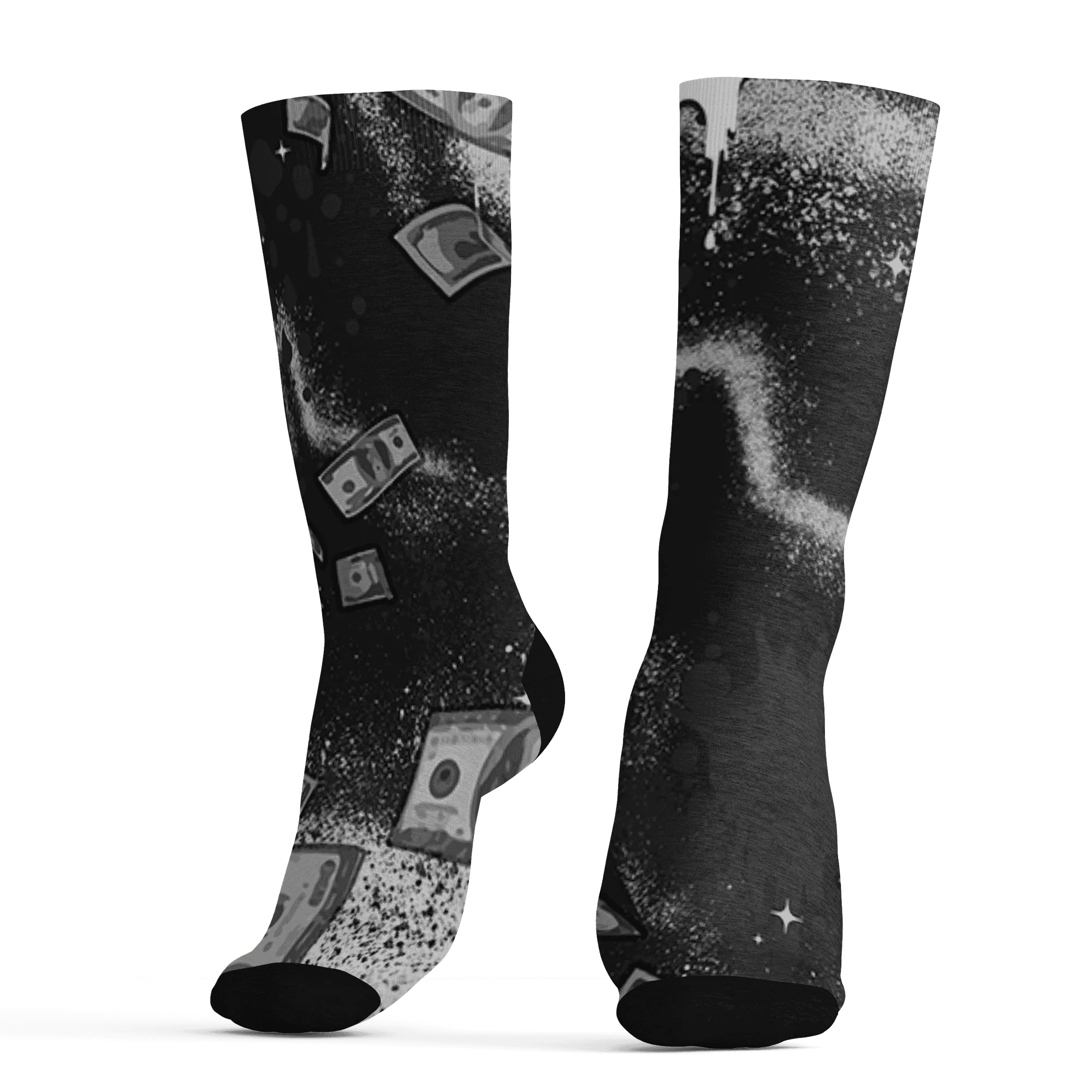 White-Thunder-4s-Socks-Match-Cash-Money-3D-Splash-Paint