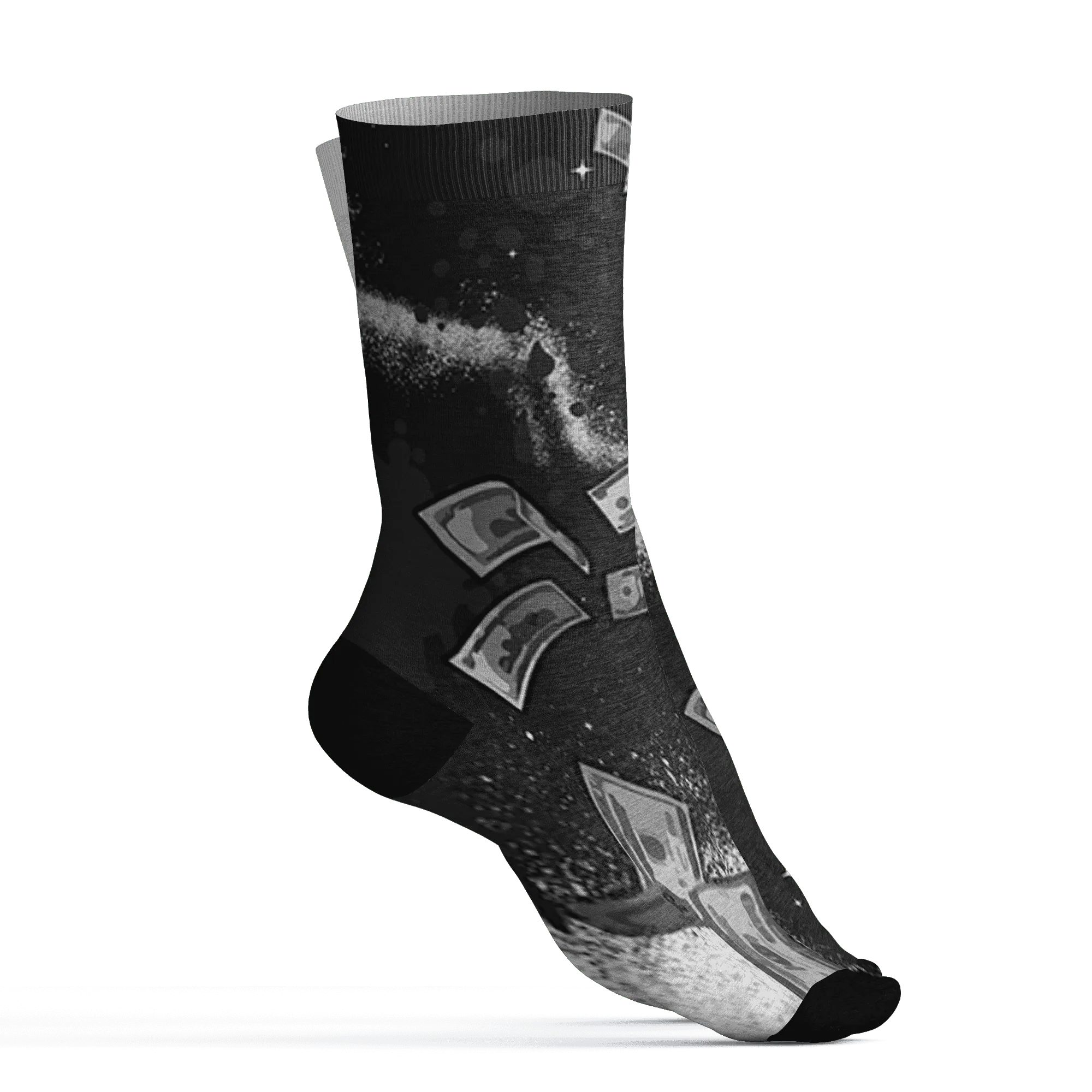 White-Thunder-4s-Socks-Match-Cash-Money-3D-Splash-Paint