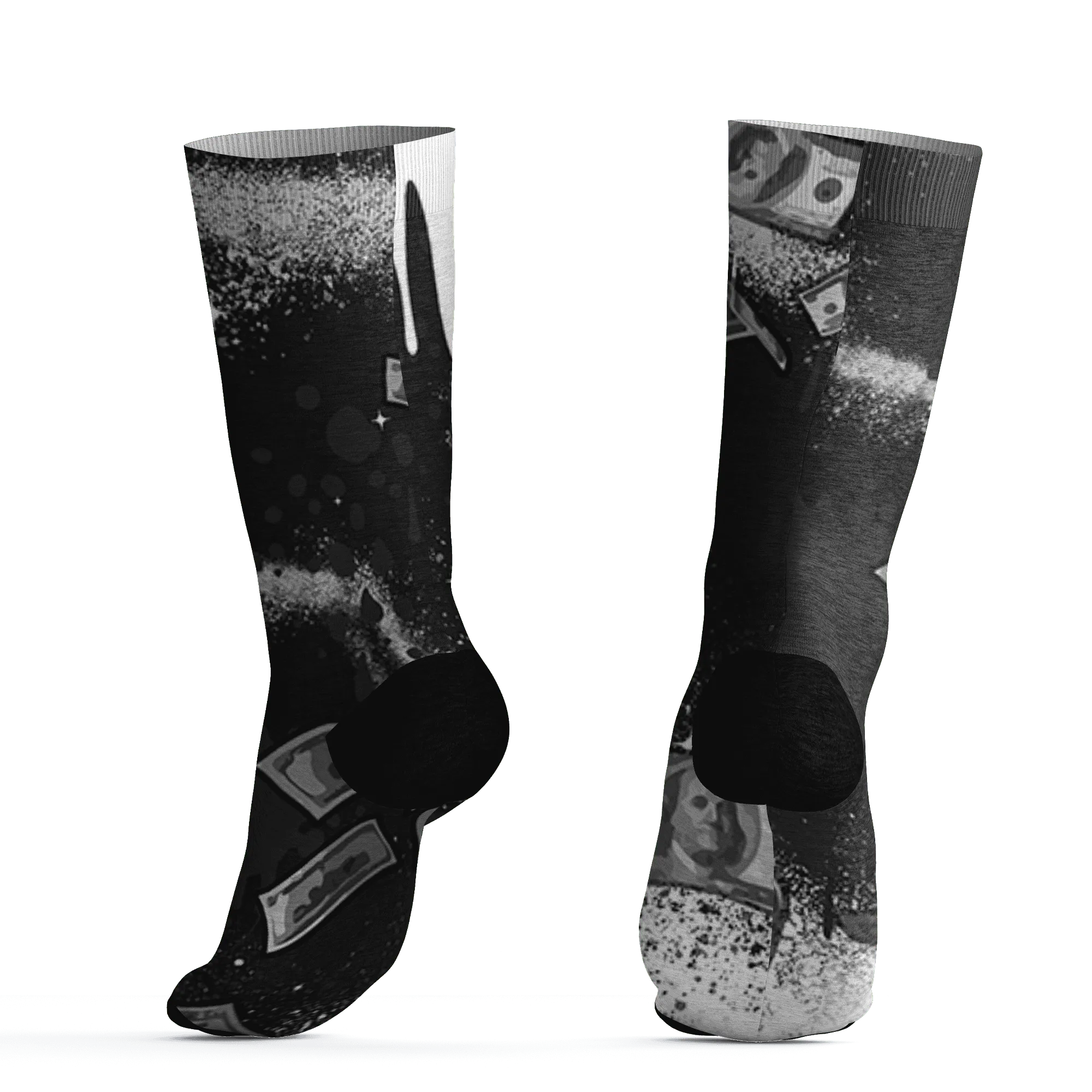 White-Thunder-4s-Socks-Match-Cash-Money-3D-Splash-Paint