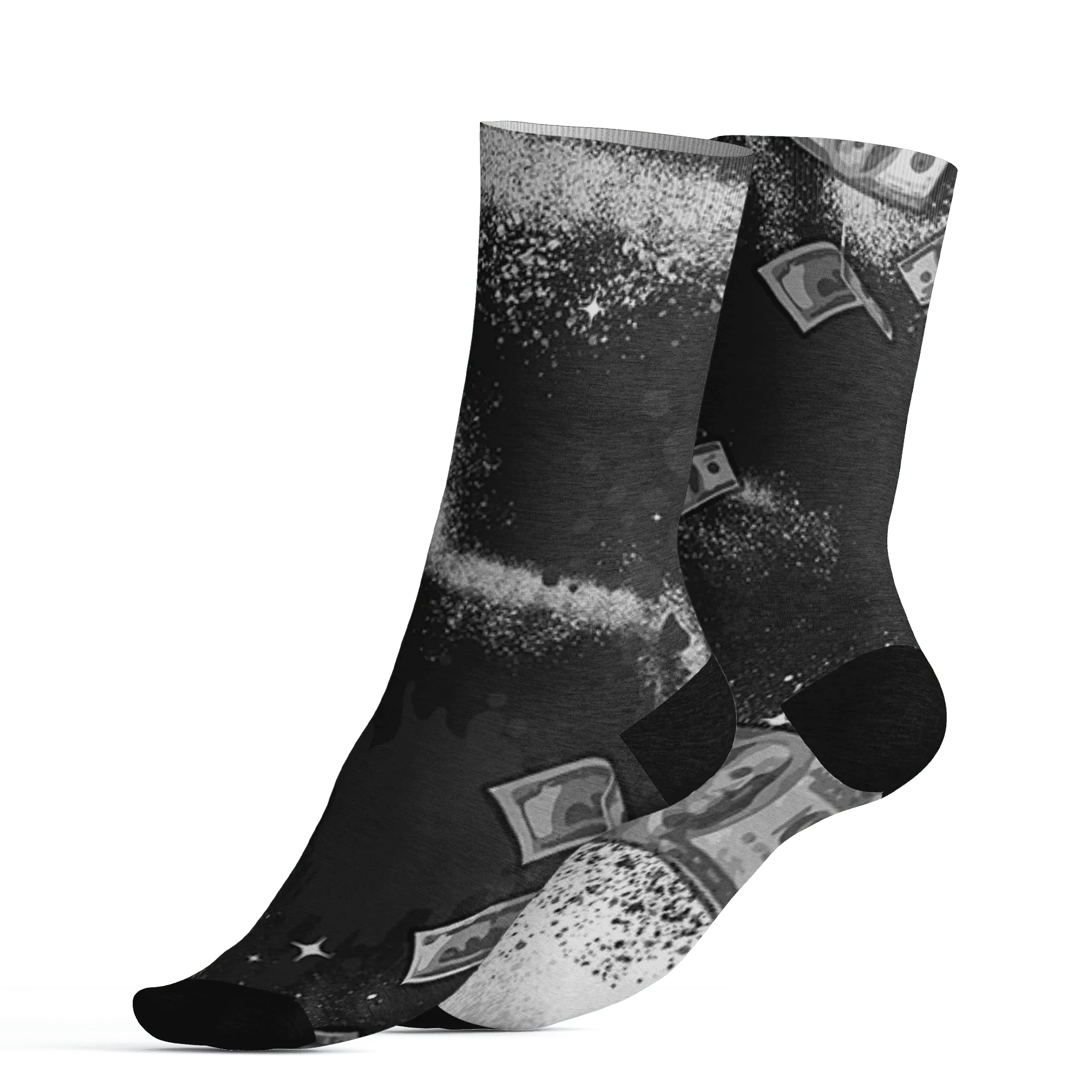 White-Thunder-4s-Socks-Match-Cash-Money-3D-Splash-Paint