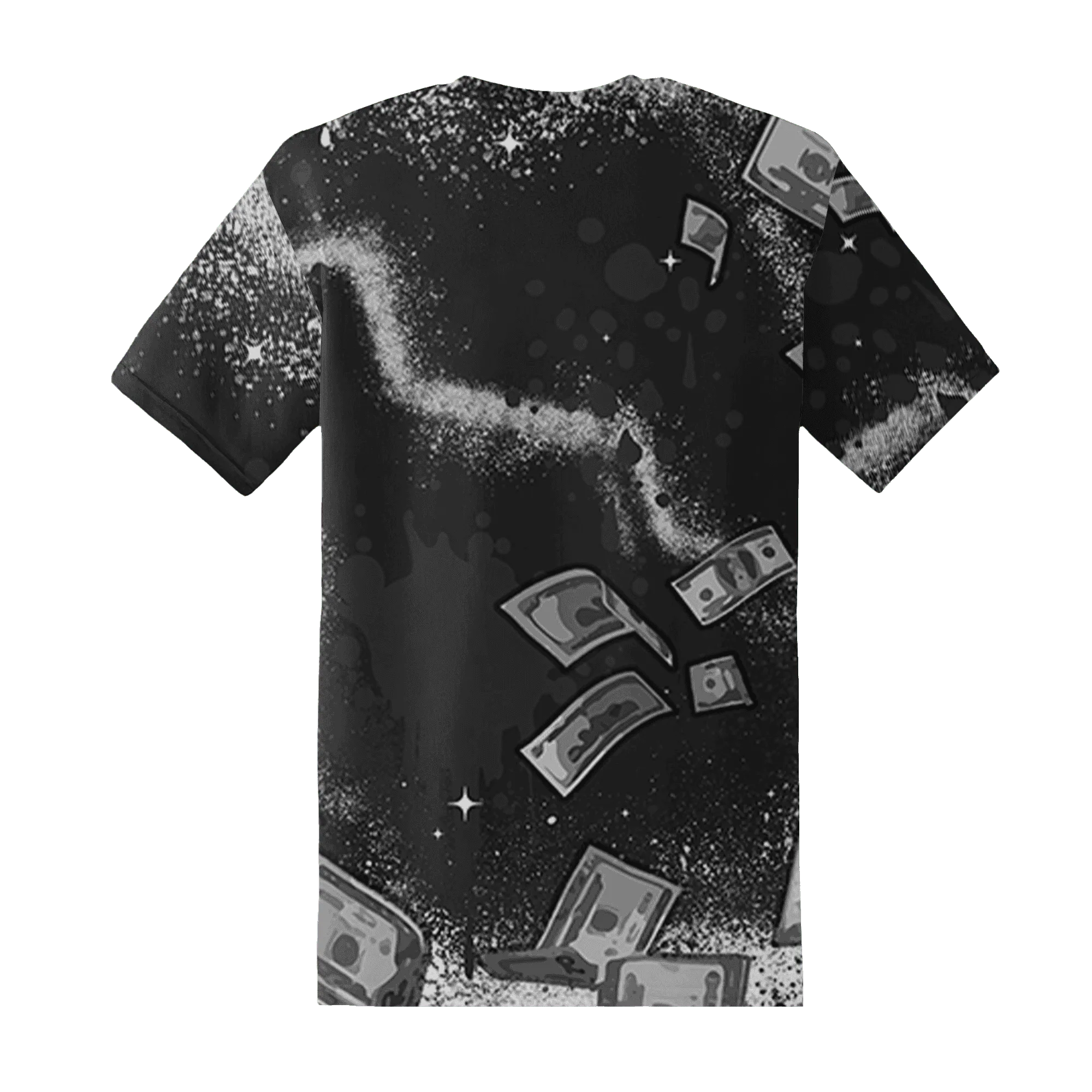 White-Thunder-4s-T-Shirt-Match-Cash-Money-3D-Splash-Paint