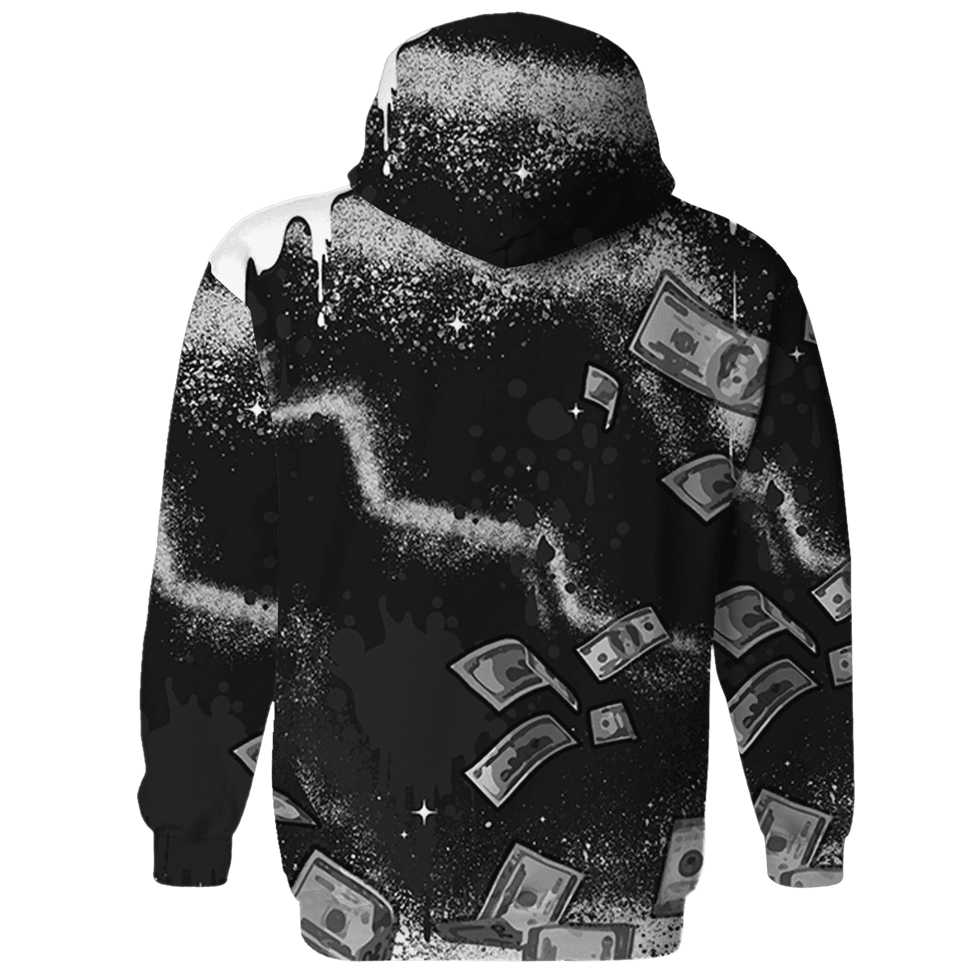 White-Thunder-4s-Hoodie-Match-Cash-Money-3D-Splash-Paint