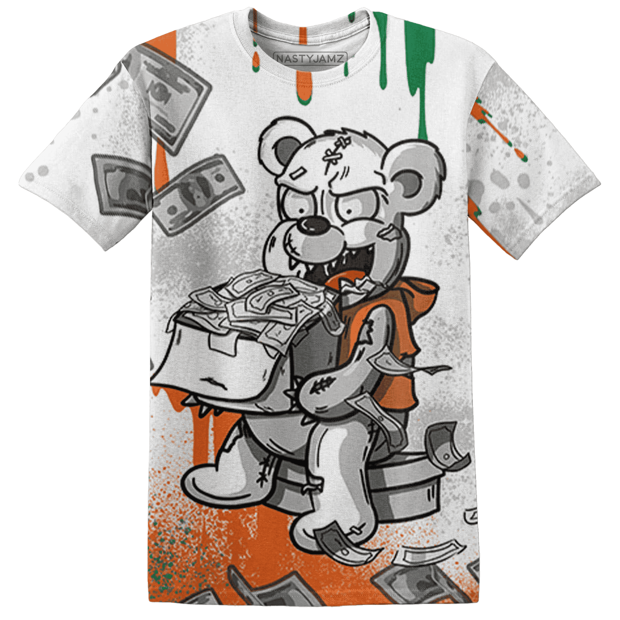 MAM Hurricanes 5s T Shirt Match Cash Money 3D All-Over Print Splash Paint - NastyJamz