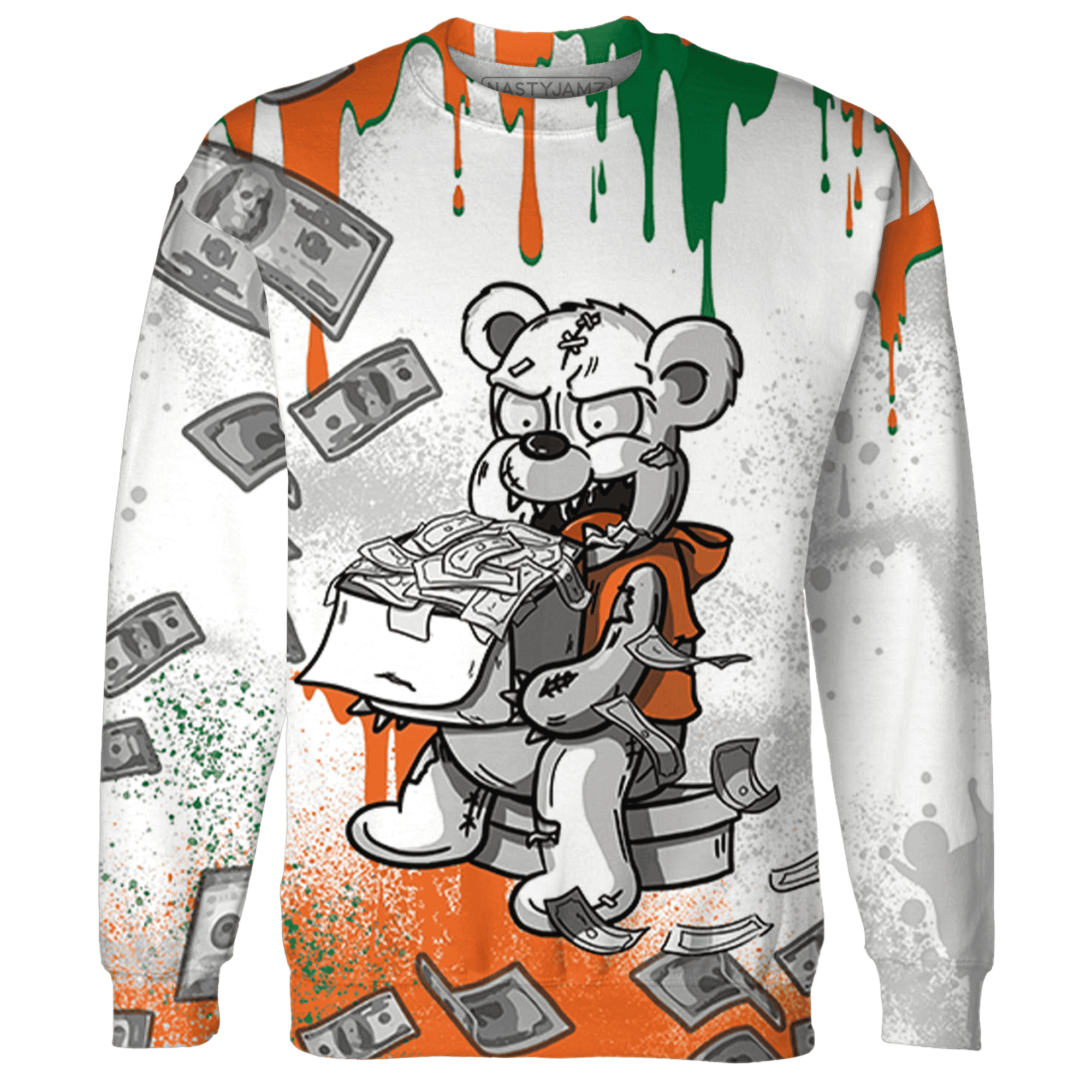 MAM Hurricanes 5s Sweatshirt Match Cash Money 3D All-Over Print Splash Paint - NastyJamz