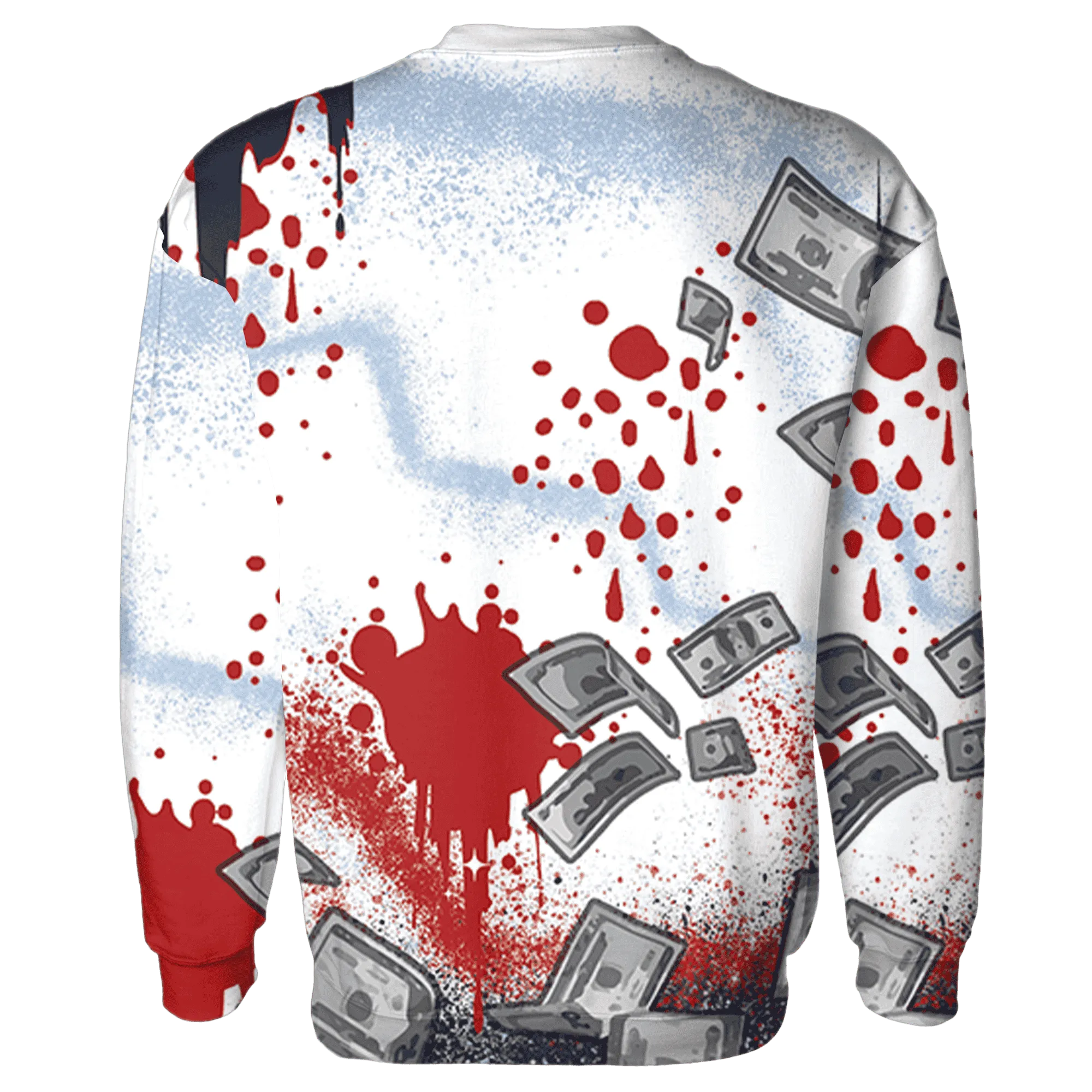 White-Navy-6s-Sweatshirt-Match-Cash-Money-3D-Splash-Paint