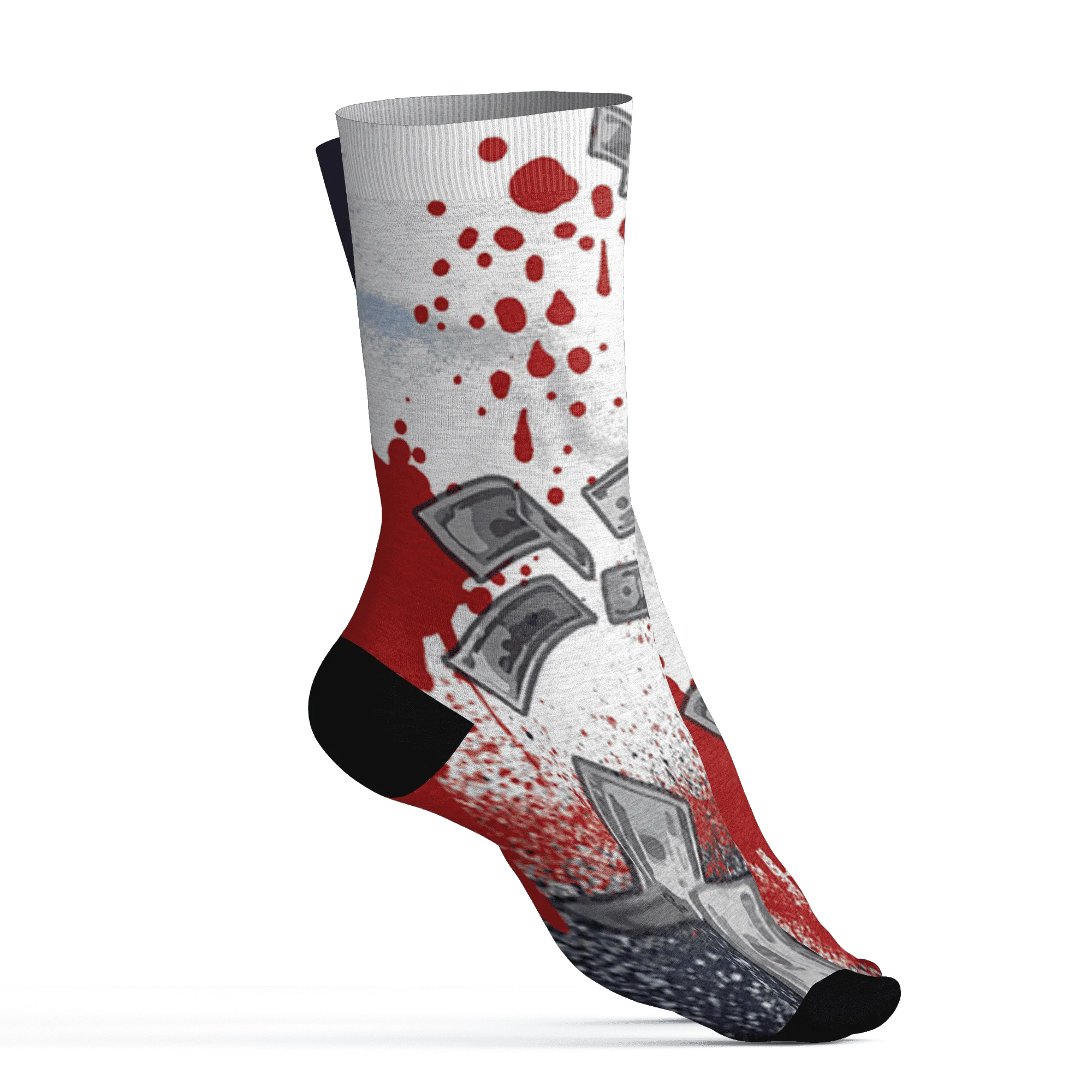 White-Navy-6s-Socks-Match-Cash-Money-3D-Splash-Paint