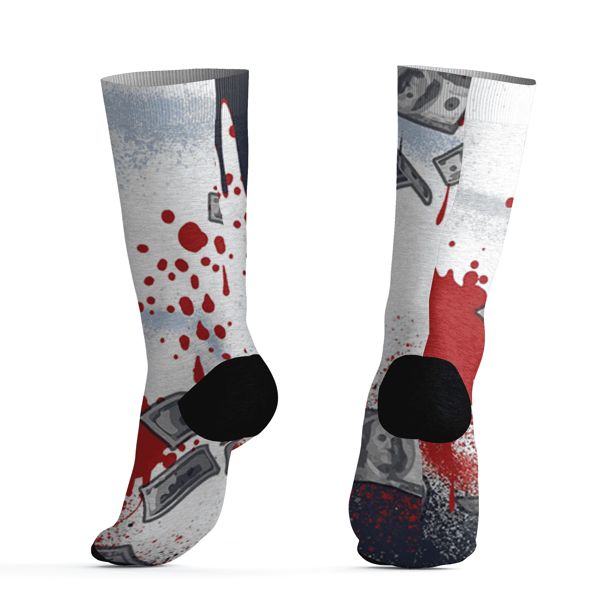 White-Navy-6s-Socks-Match-Cash-Money-3D-Splash-Paint