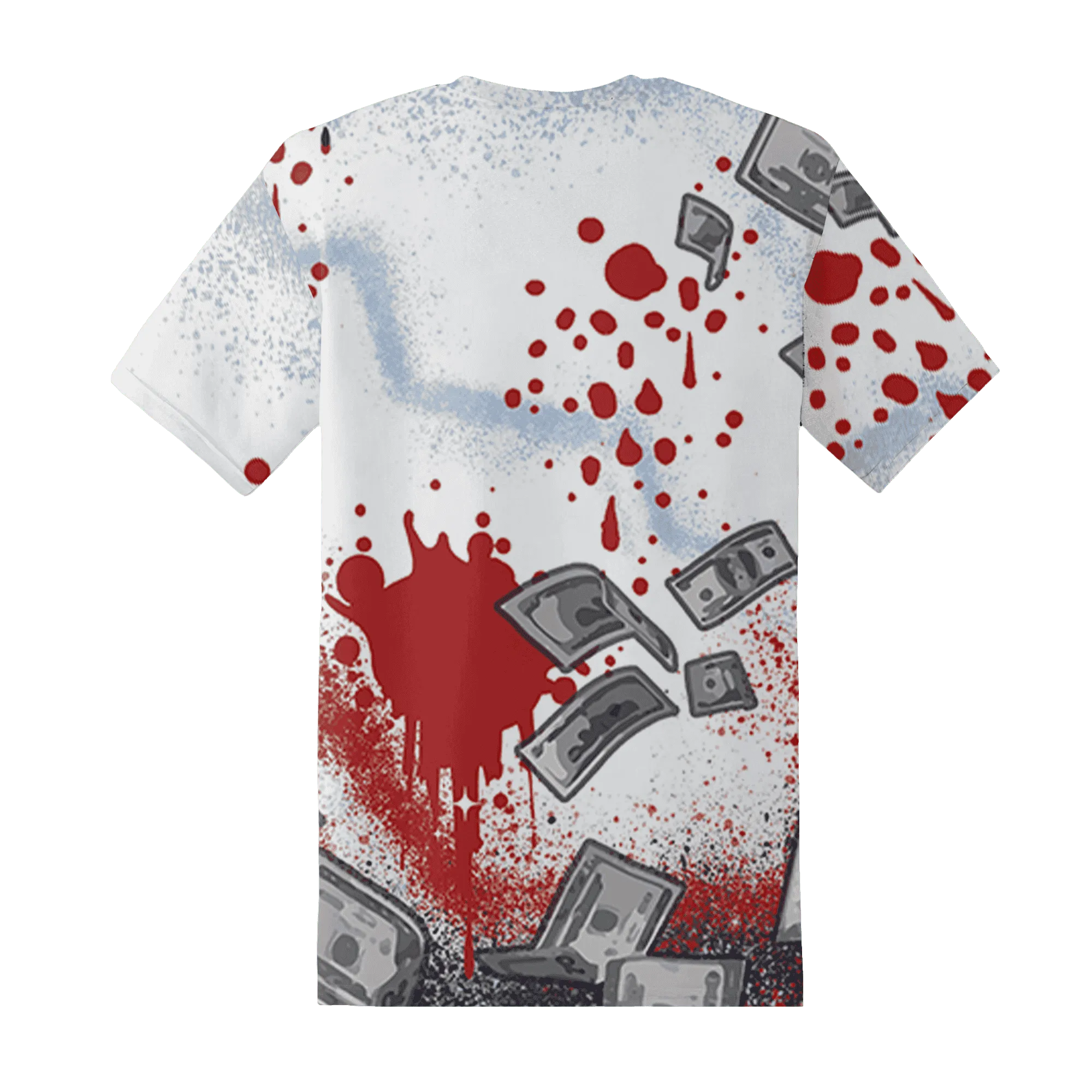 White-Navy-6s-T-Shirt-Match-Cash-Money-3D-Splash-Paint