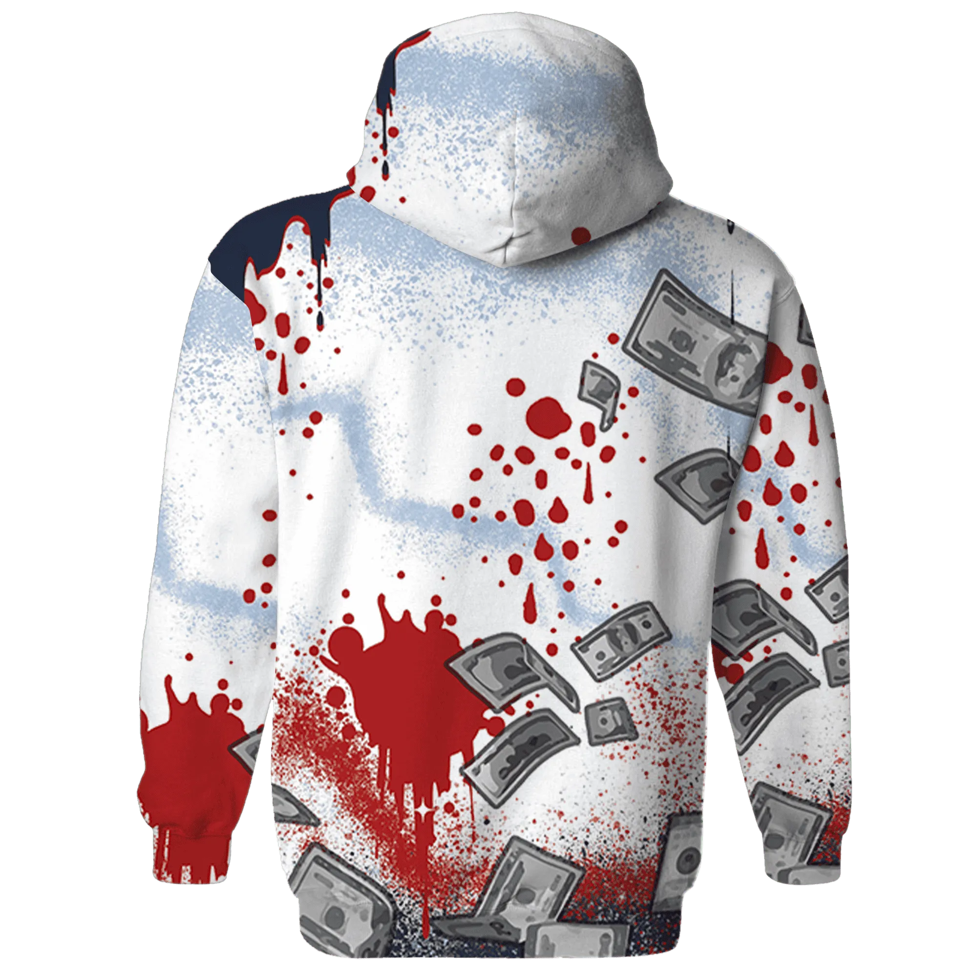 White-Navy-6s-Hoodie-Match-Cash-Money-3D-Splash-Paint