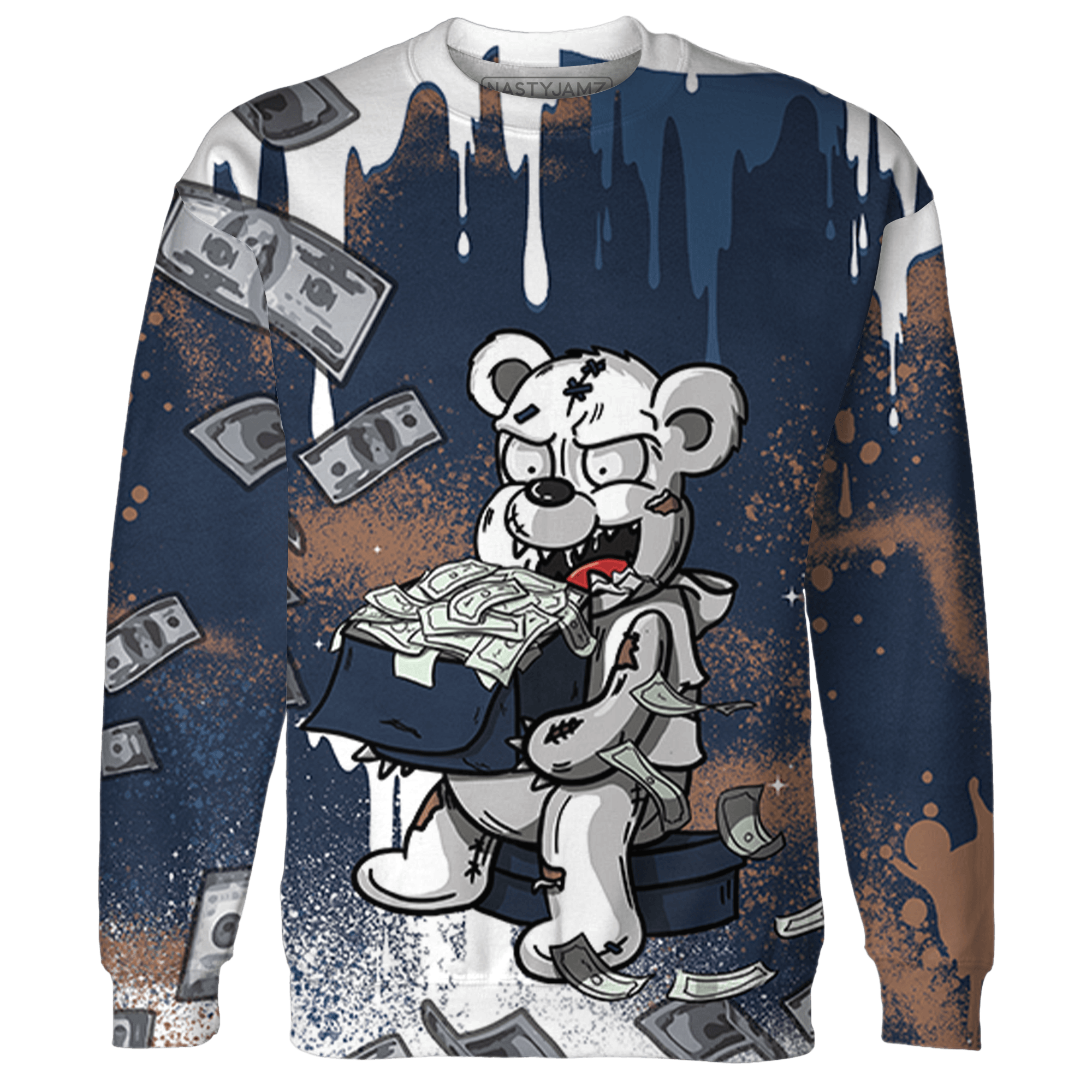 AM 1 86 Jackie RBS Sweatshirt Match Cash Money 3D All-Over Print Splash Paint - NastyJamz
