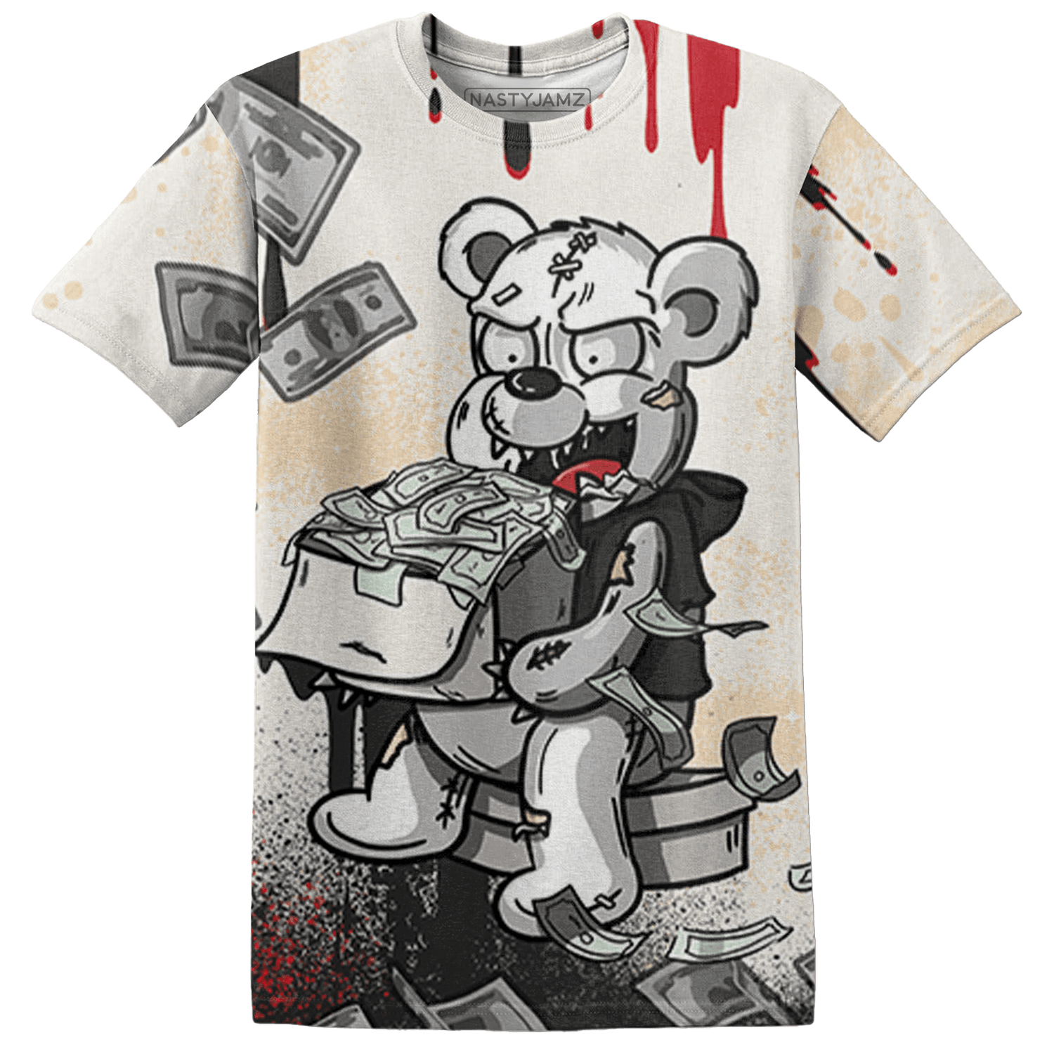 Jumman Jack University Red T Shirt Match Cash Money 3D All-Over Print Splash Paint - NastyJamz