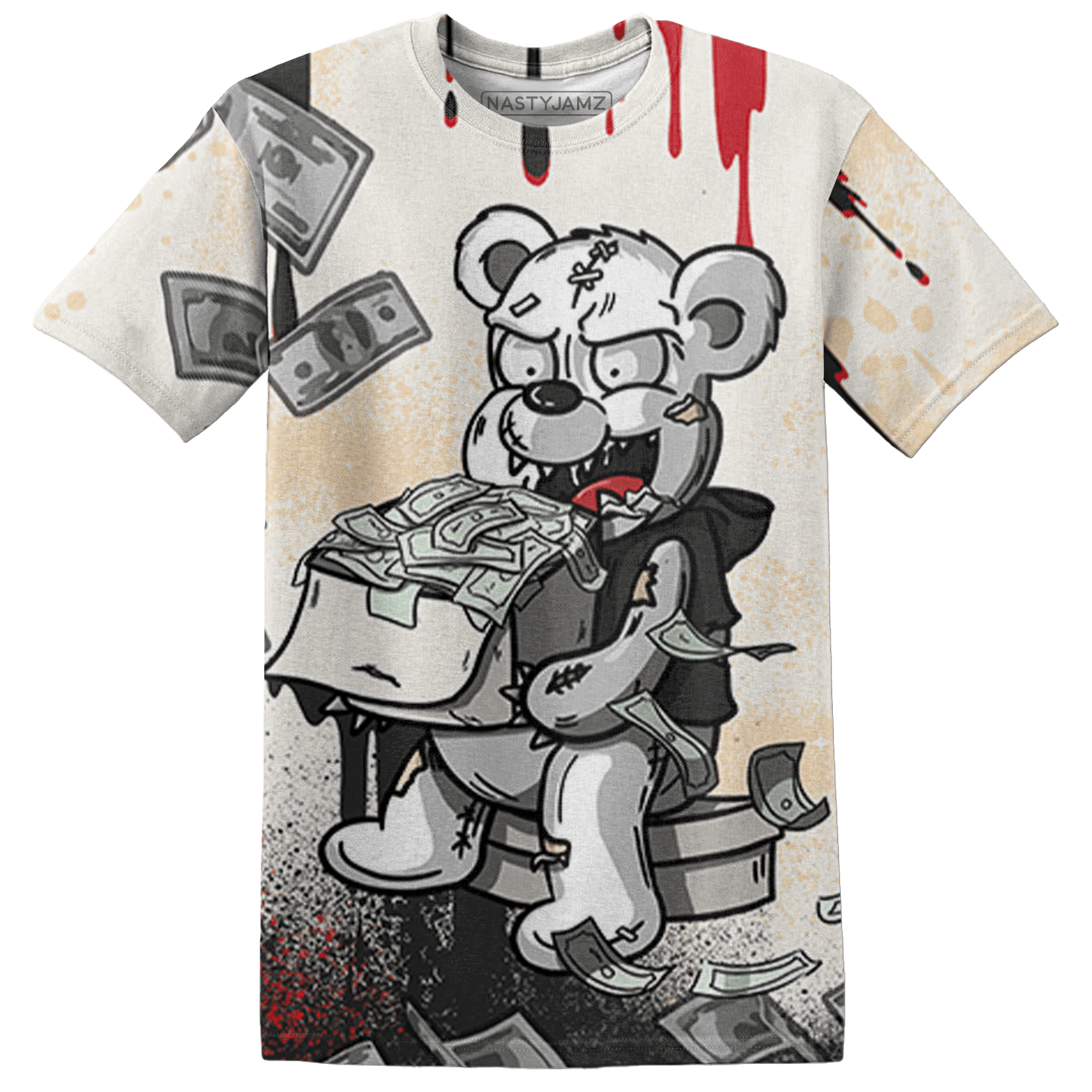 Jumman Jack University Red T Shirt Match Cash Money 3D All-Over Print Splash Paint - NastyJamz