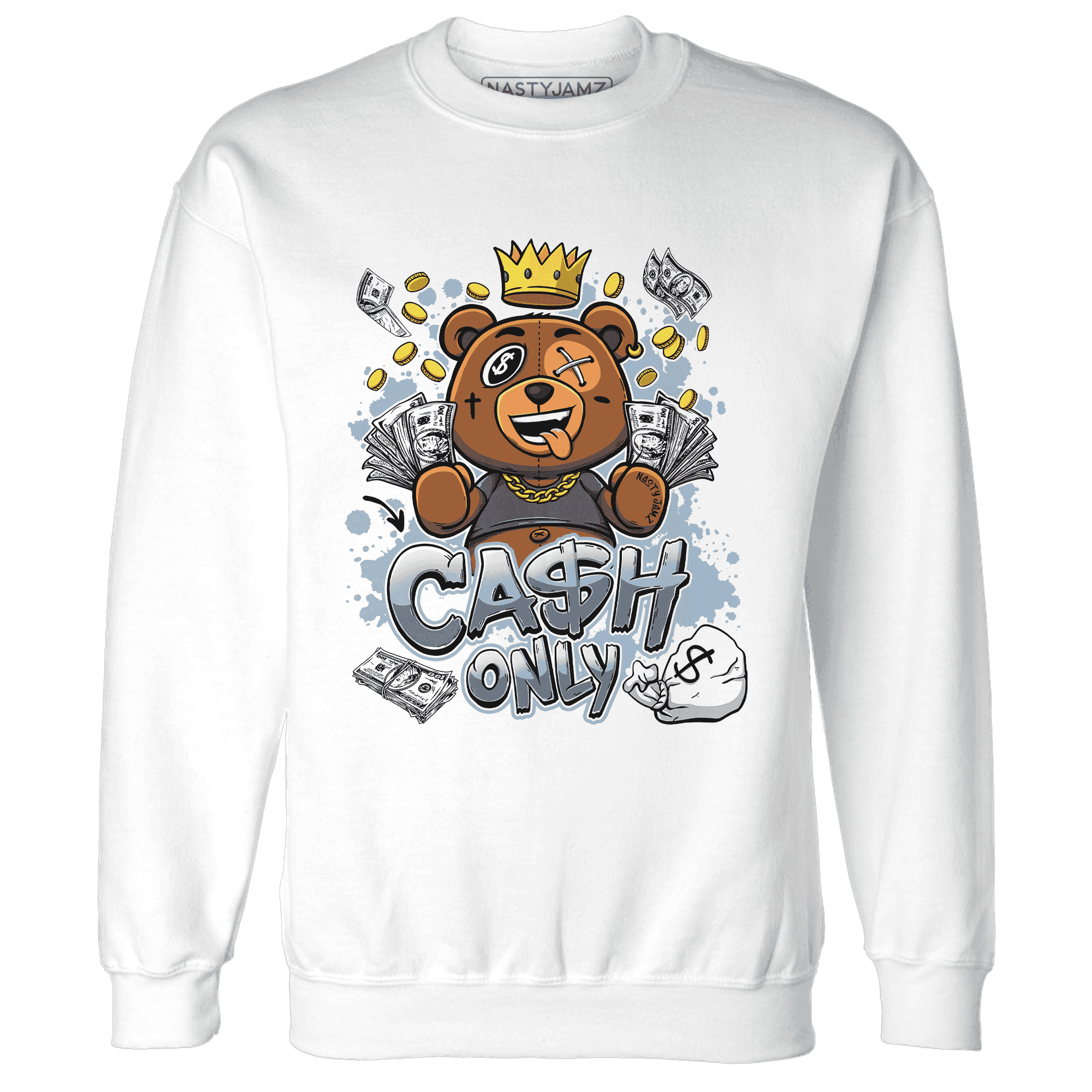 Mid Diffused Blue Grey 1s Sweatshirt Match Cash Only BER - NastyJamz