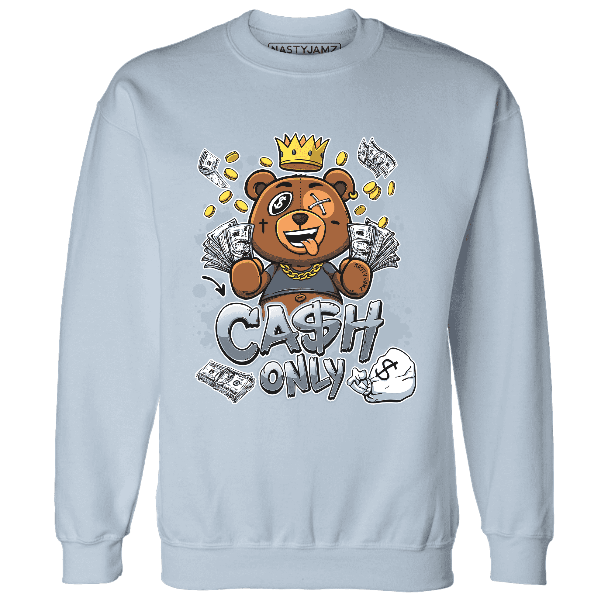 Mid Diffused Blue Grey 1s Sweatshirt Match Cash Only BER - NastyJamz