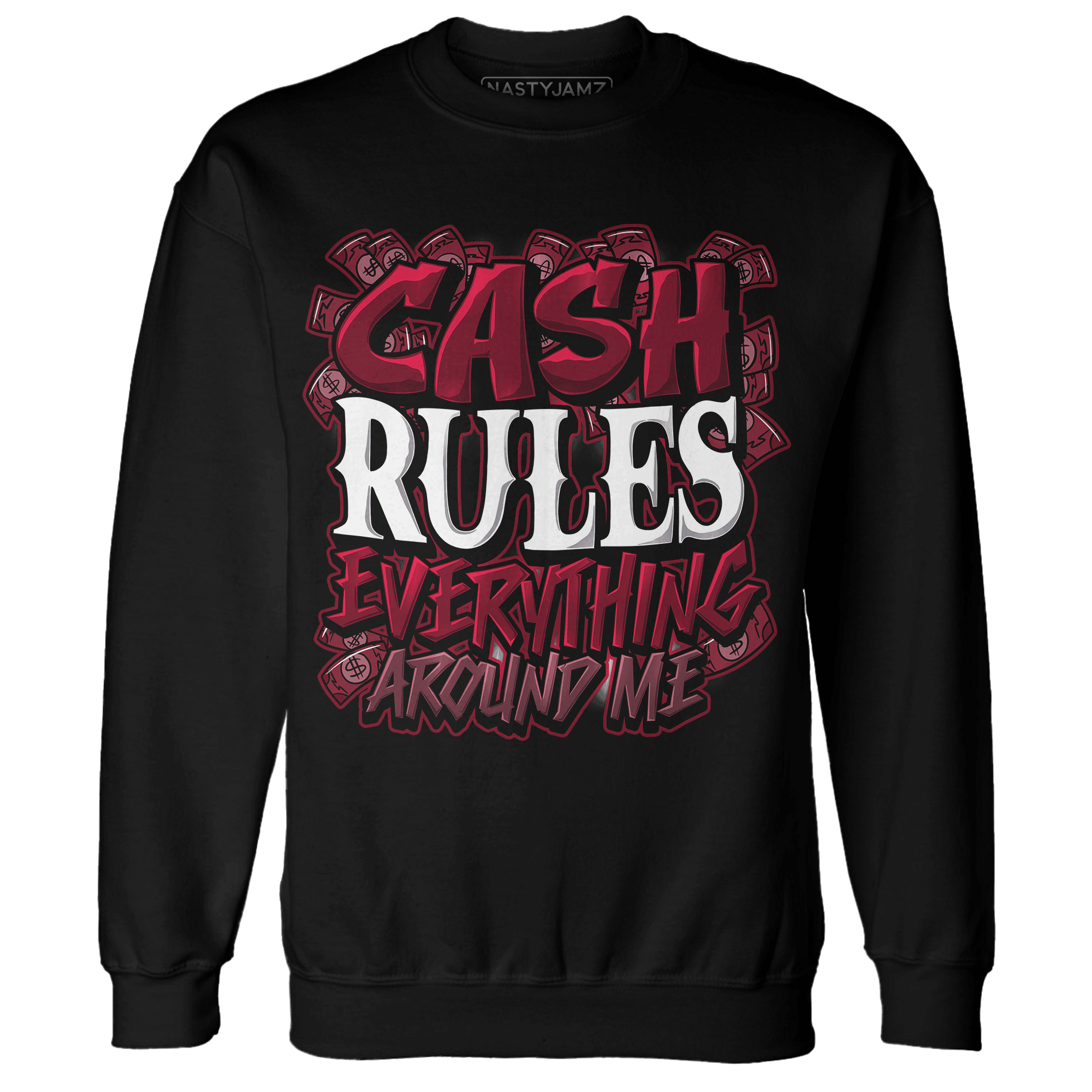 High White Team Red 1s Sweatshirt Match Cash Rule E A M - NastyJamz