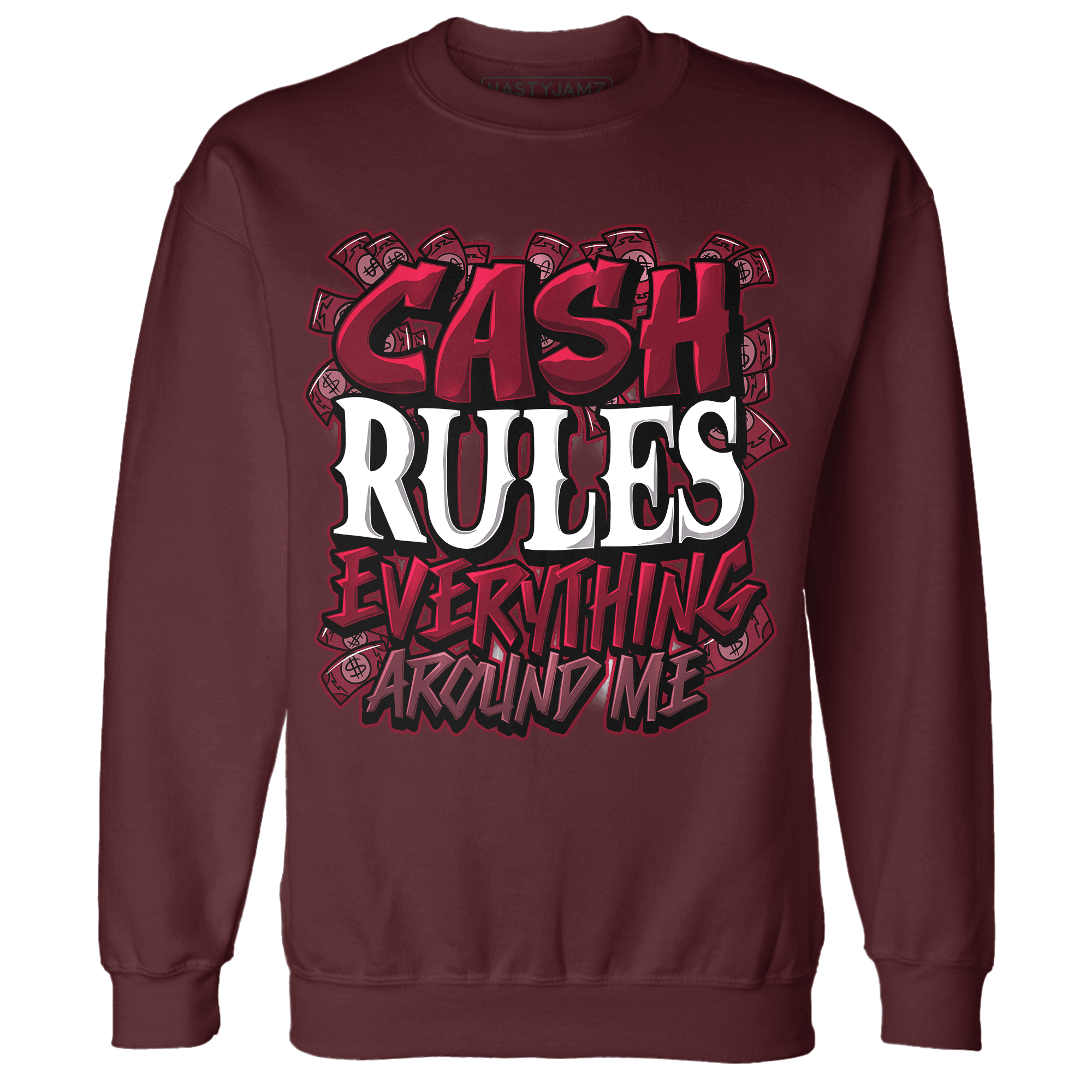 High White Team Red 1s Sweatshirt Match Cash Rule E A M - NastyJamz