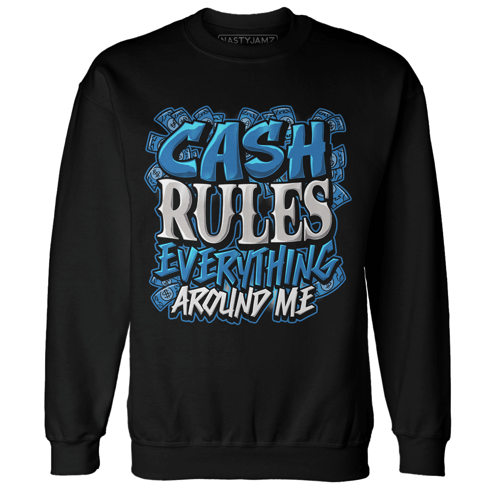 Industrial Blue 4s Sweatshirt Match Cash Rule E A M - NastyJamz
