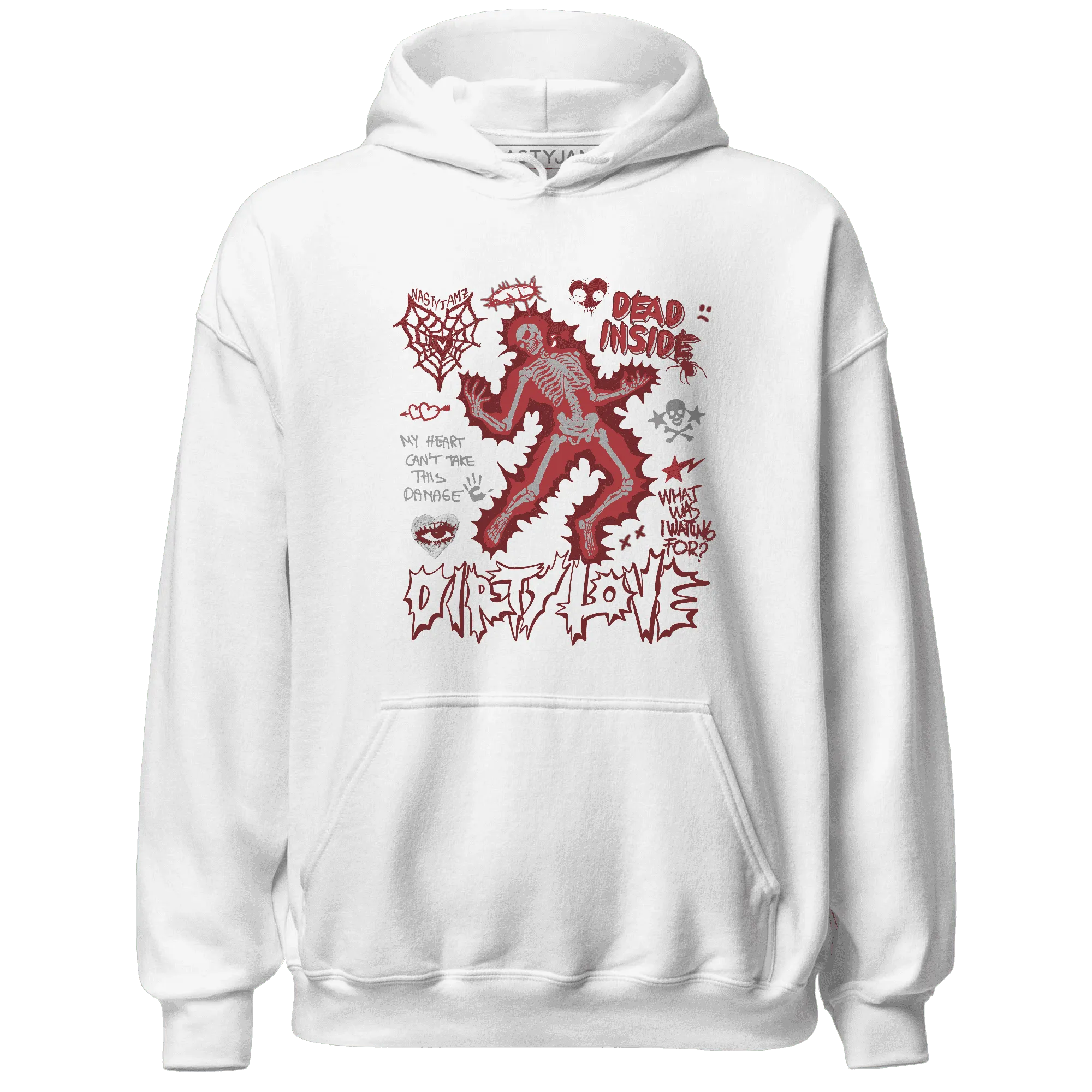 Black-Toe-Reimagined-Red-White-1s-Hoodie-Match-Dirty-Love-Skull