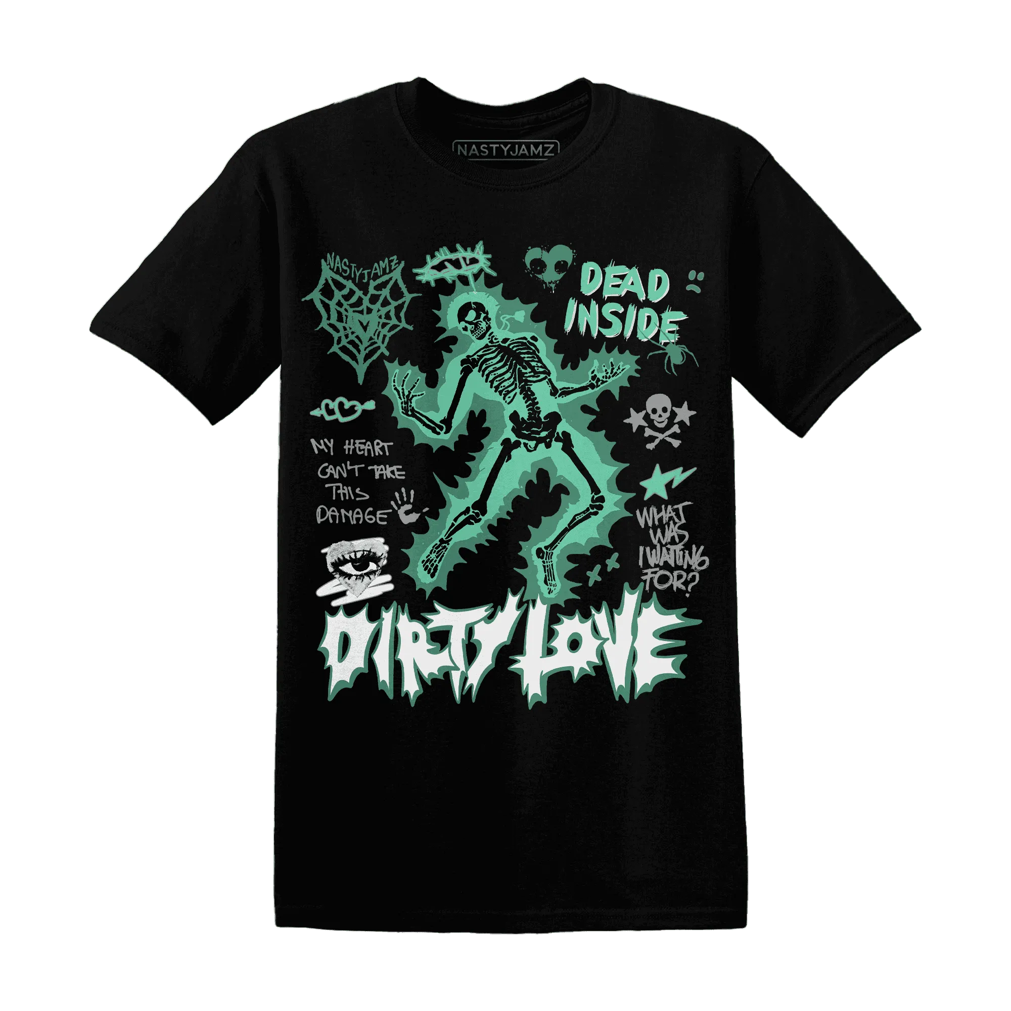 High-OG-Green-Glow-1s-NastyJamz-T-Shirt-Match-Dirty-Love-Skull