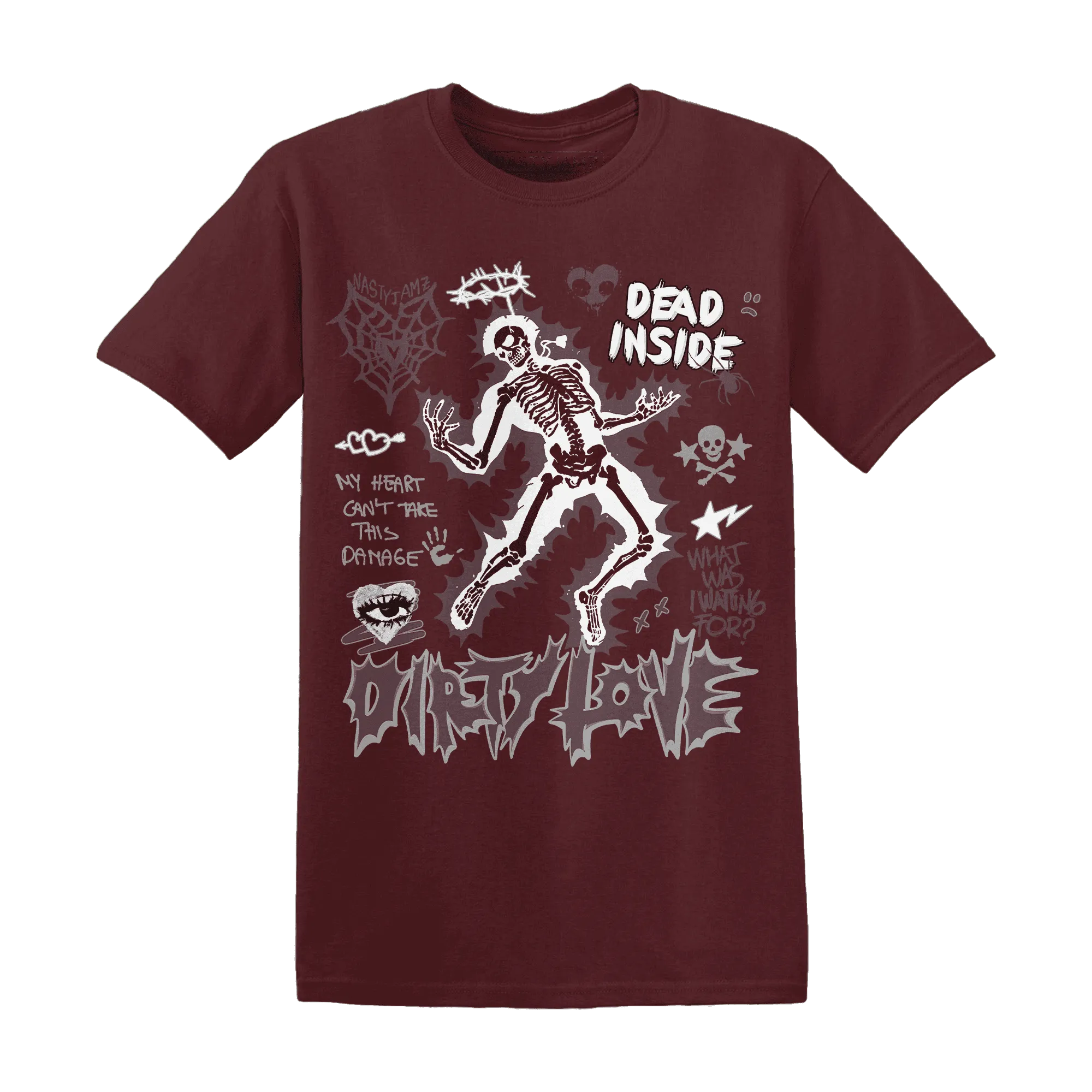 Burgundy-Crush-3s-NastyJamz-T-Shirt-Match-Dirty-Love-Skull