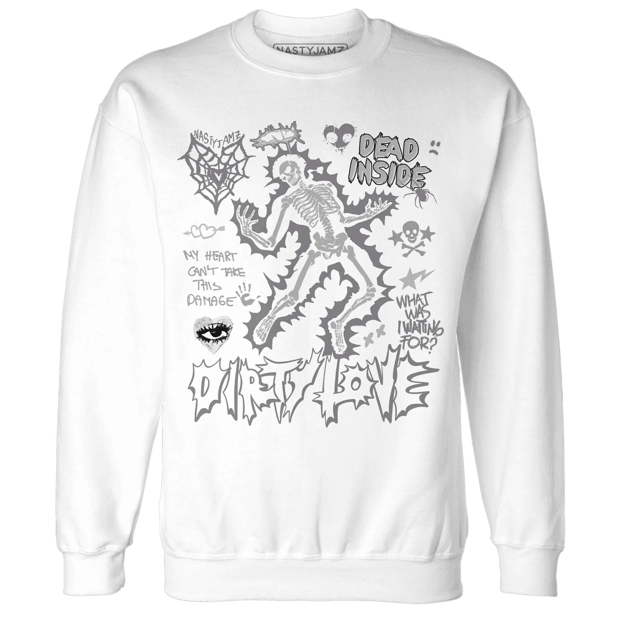 Cement-Grey-3s-NastyJamz-Sweatshirt-Match-Dirty-Love-Skull