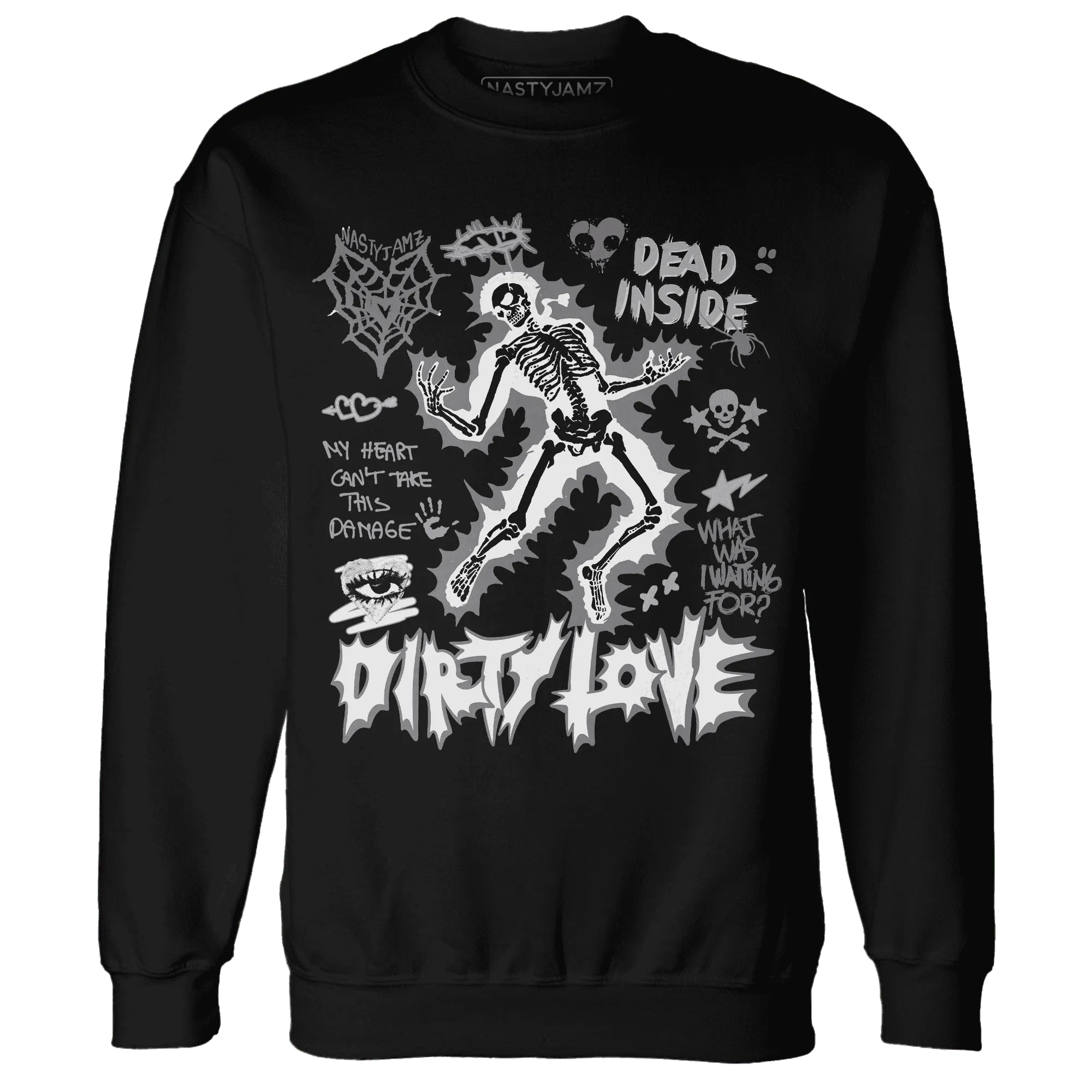 Cement-Grey-3s-NastyJamz-Sweatshirt-Match-Dirty-Love-Skull