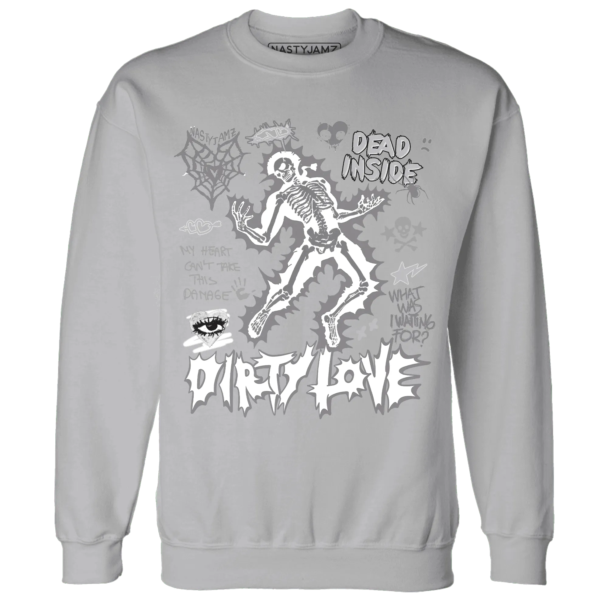 Cement-Grey-3s-NastyJamz-Sweatshirt-Match-Dirty-Love-Skull
