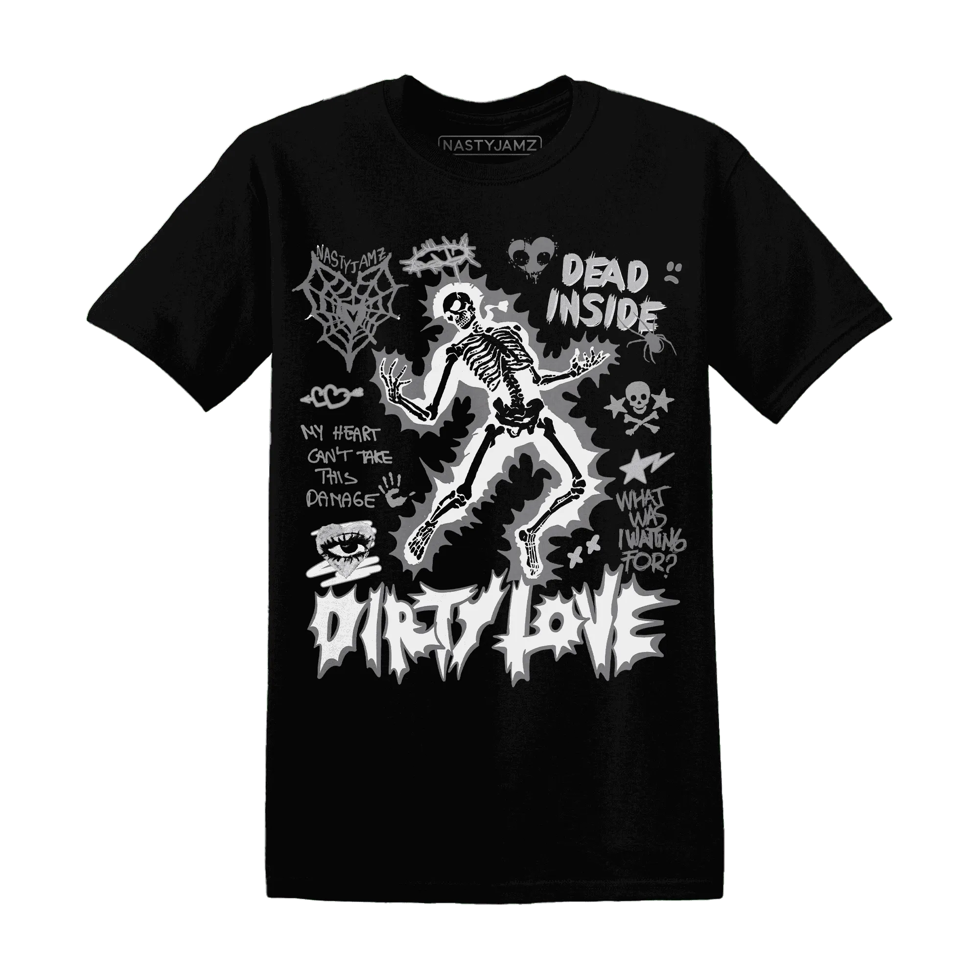 Cement-Grey-3s-NastyJamz-T-Shirt-Match-Dirty-Love-Skull