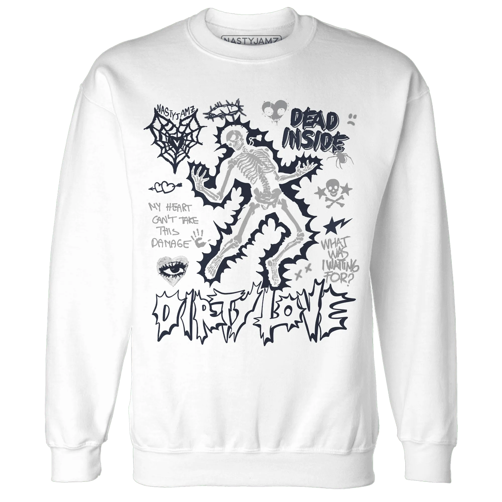 White-Navy-6s-NastyJamz-Sweatshirt-Match-Dirty-Love-Skull