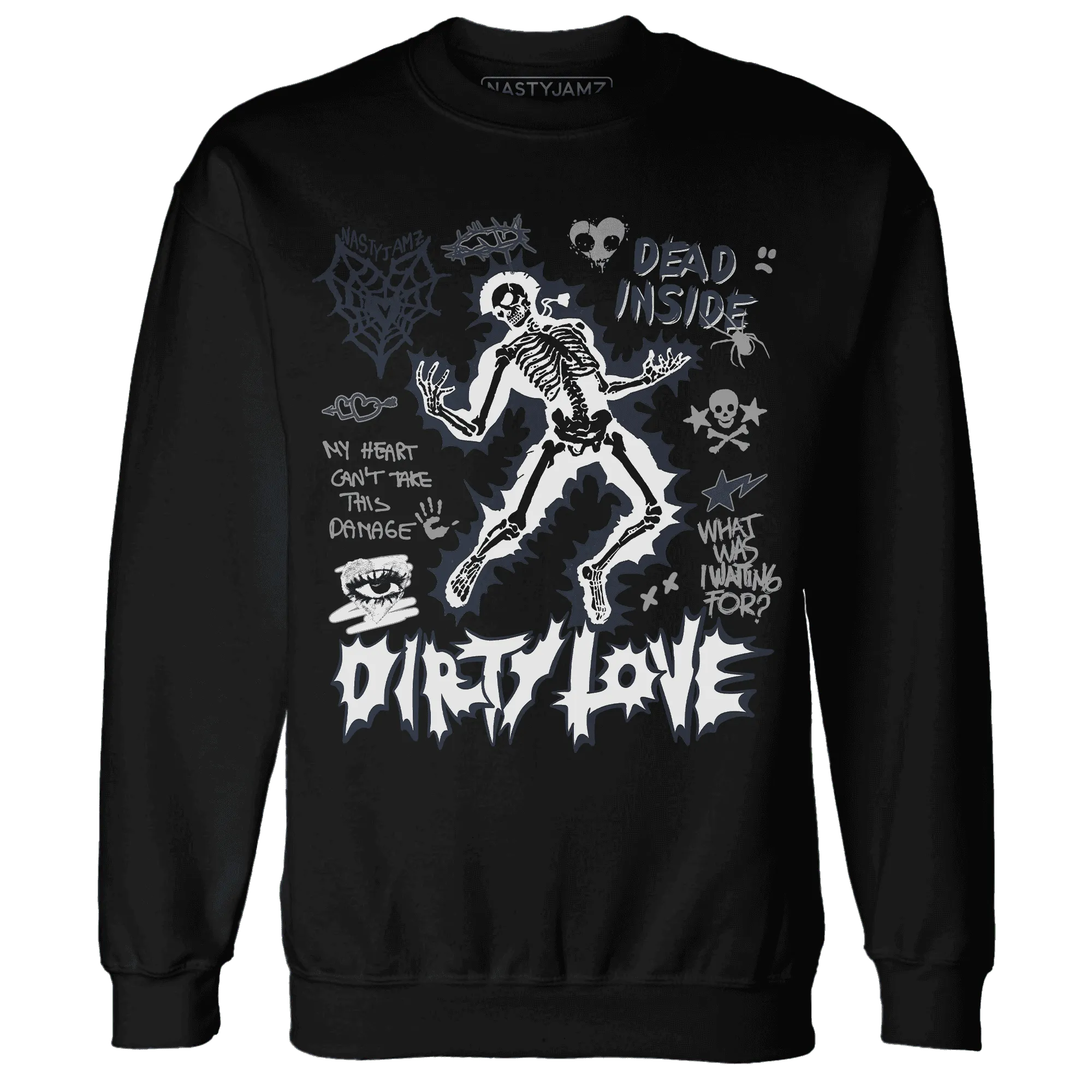 White-Navy-6s-NastyJamz-Sweatshirt-Match-Dirty-Love-Skull