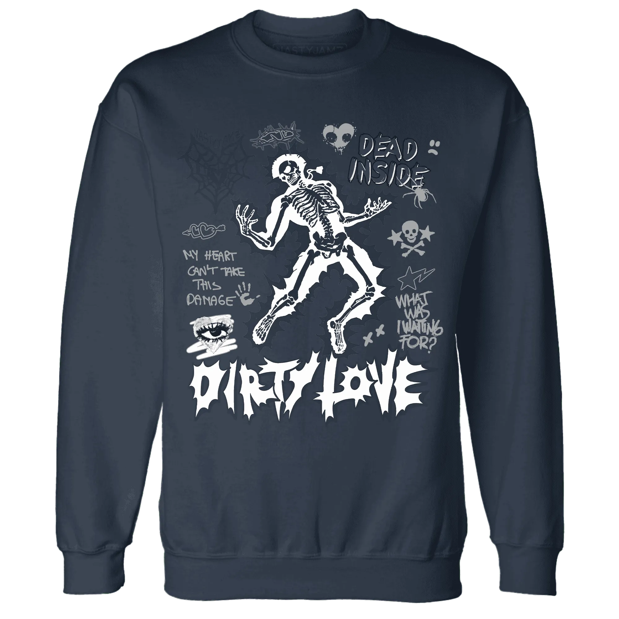 White-Navy-6s-NastyJamz-Sweatshirt-Match-Dirty-Love-Skull