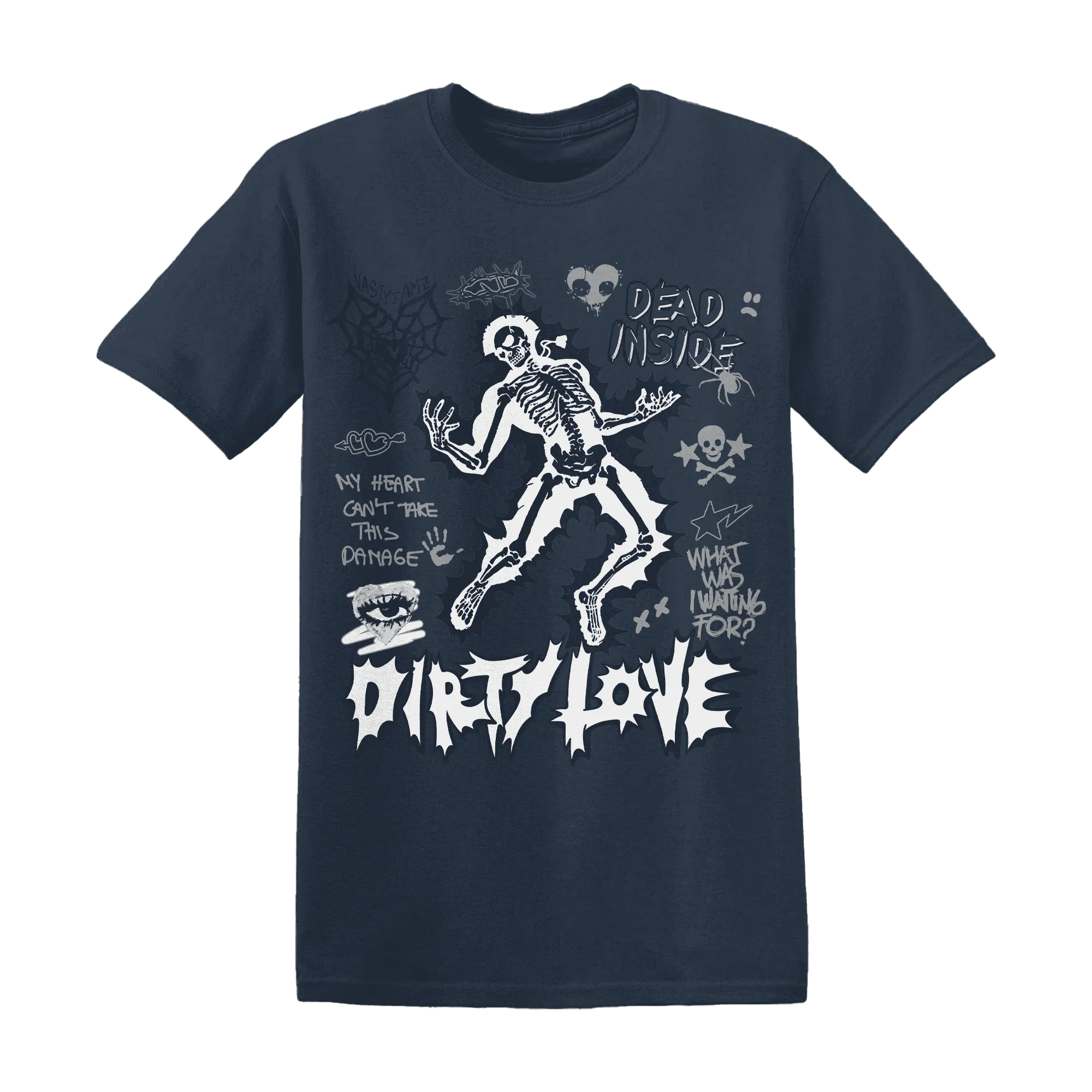 White-Navy-6s-NastyJamz-T-Shirt-Match-Dirty-Love-Skull