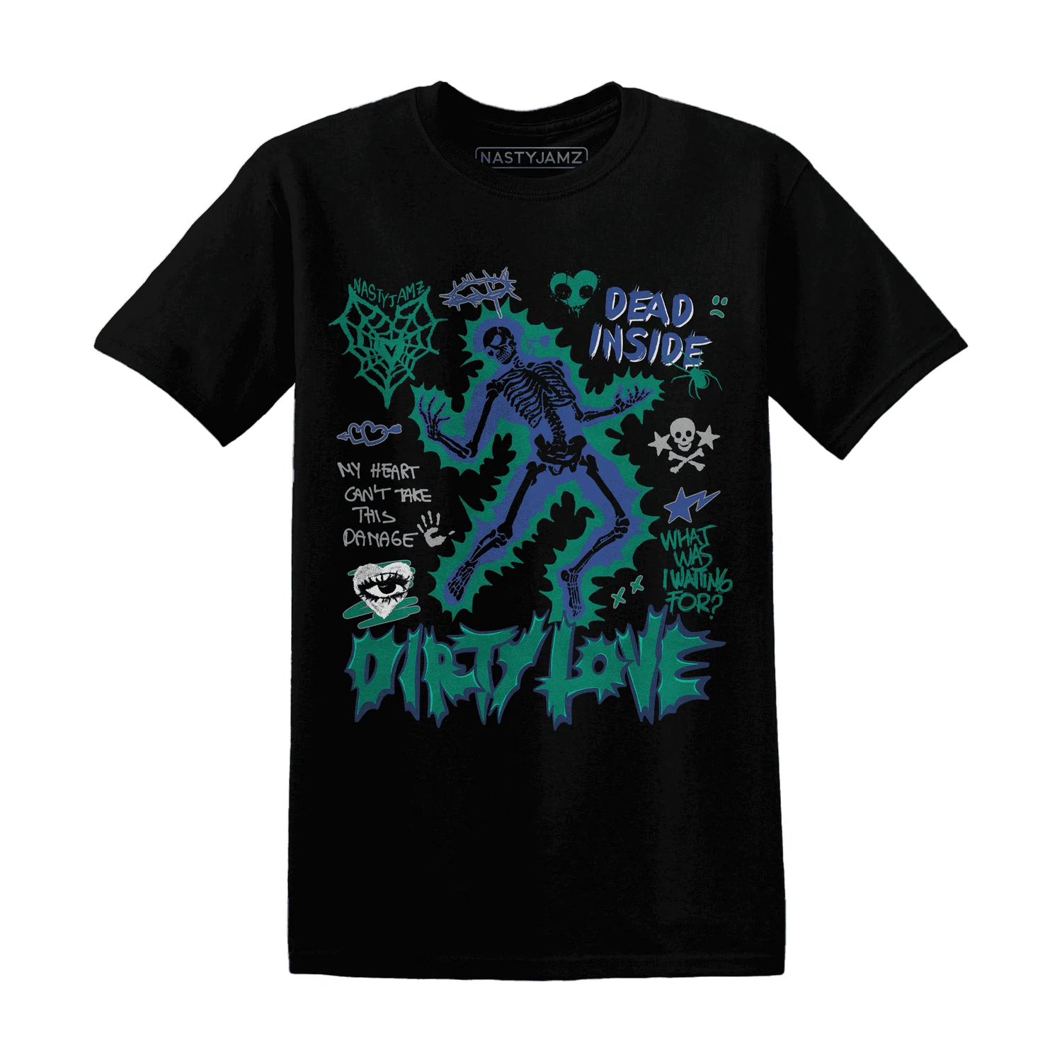 Dunk-Hyper-Royal-Malachite-NastyJamz-T-Shirt-Match-Dirty-Love-Skull