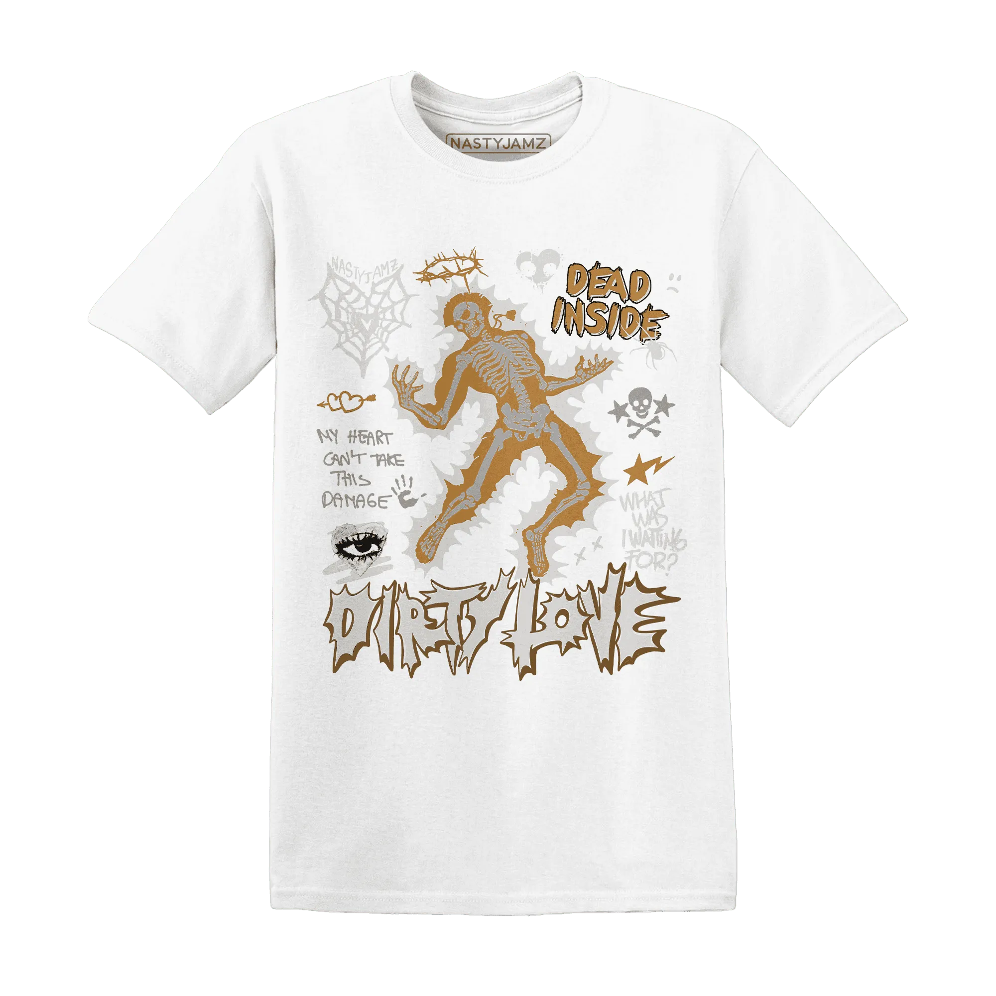 Dunk-Low-Retro-Wheat-Orange-NastyJamz-T-Shirt-Match-Dirty-Love-Skull