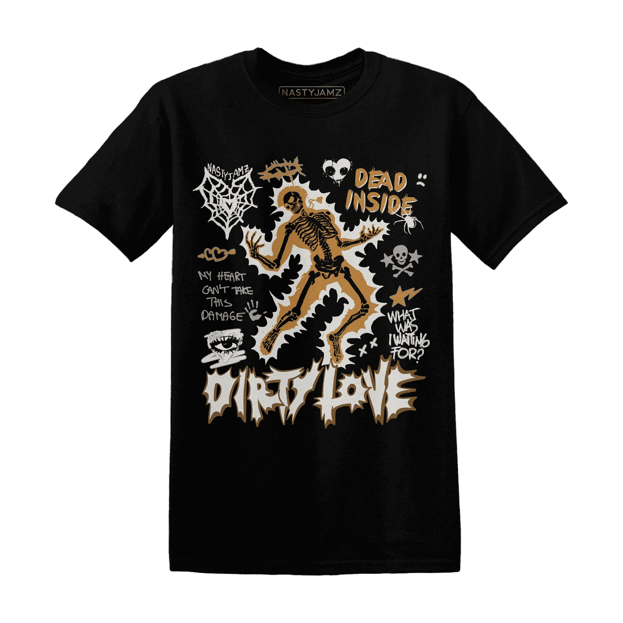 Dunk-Low-Retro-Wheat-Orange-NastyJamz-T-Shirt-Match-Dirty-Love-Skull