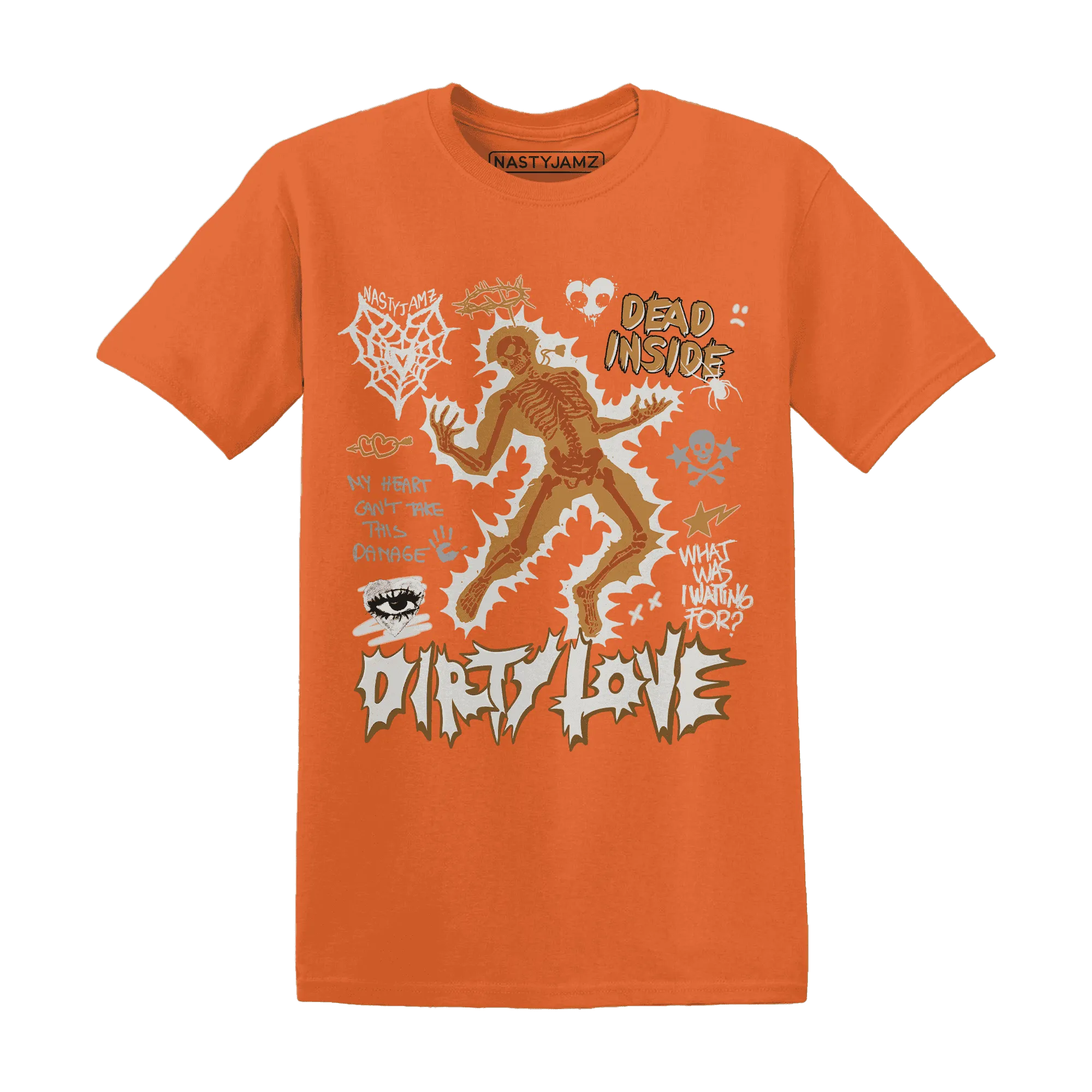 Dunk-Low-Retro-Wheat-Orange-NastyJamz-T-Shirt-Match-Dirty-Love-Skull
