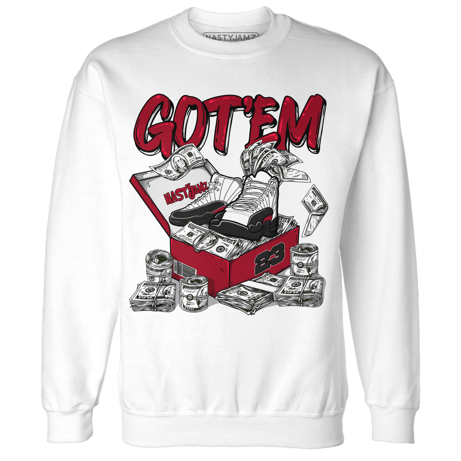 Retro Red Taxi 12s Sweatshirt Match Dollar Sneaker Box - NastyJamz