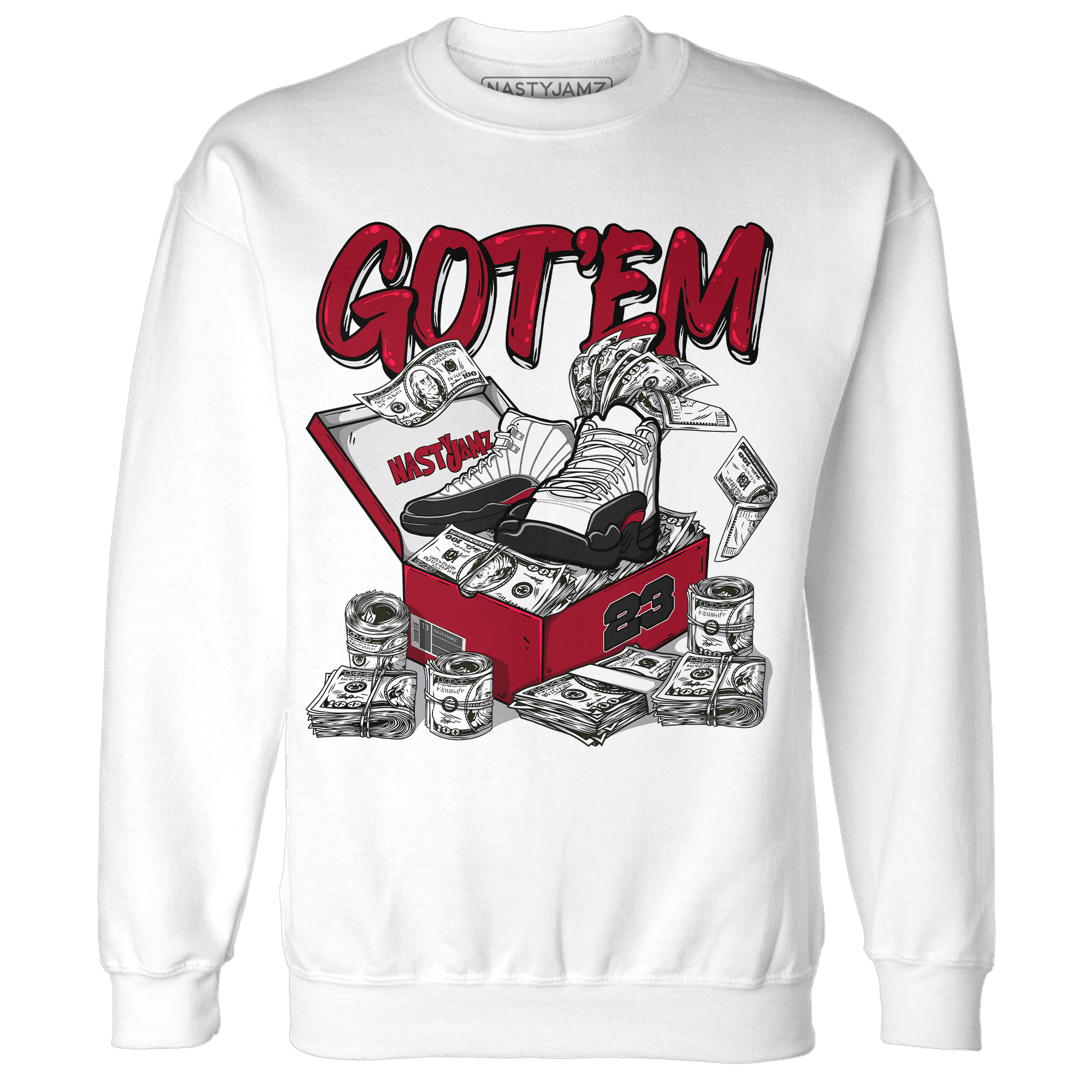 Retro Red Taxi 12s Sweatshirt Match Dollar Sneaker Box - NastyJamz