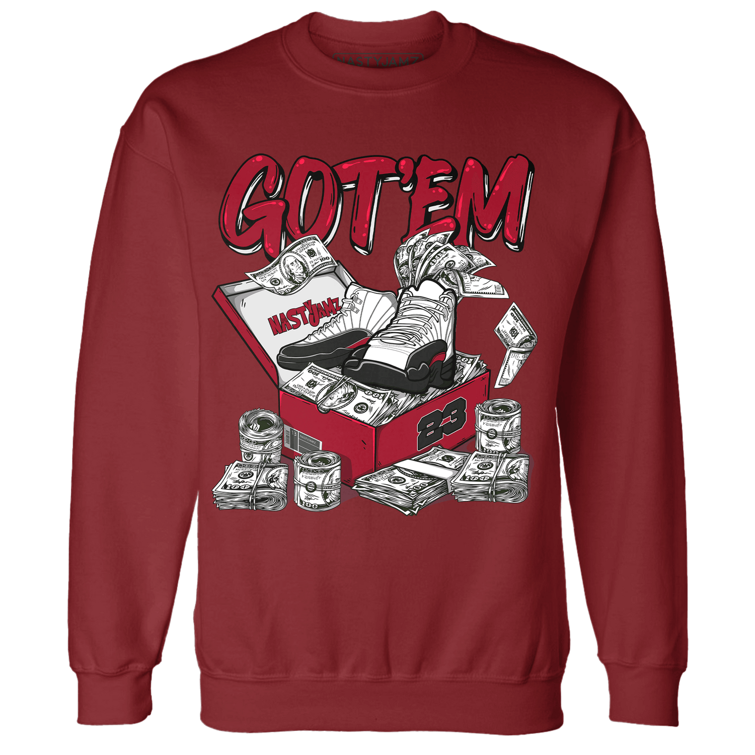 Retro Red Taxi 12s Sweatshirt Match Dollar Sneaker Box - NastyJamz