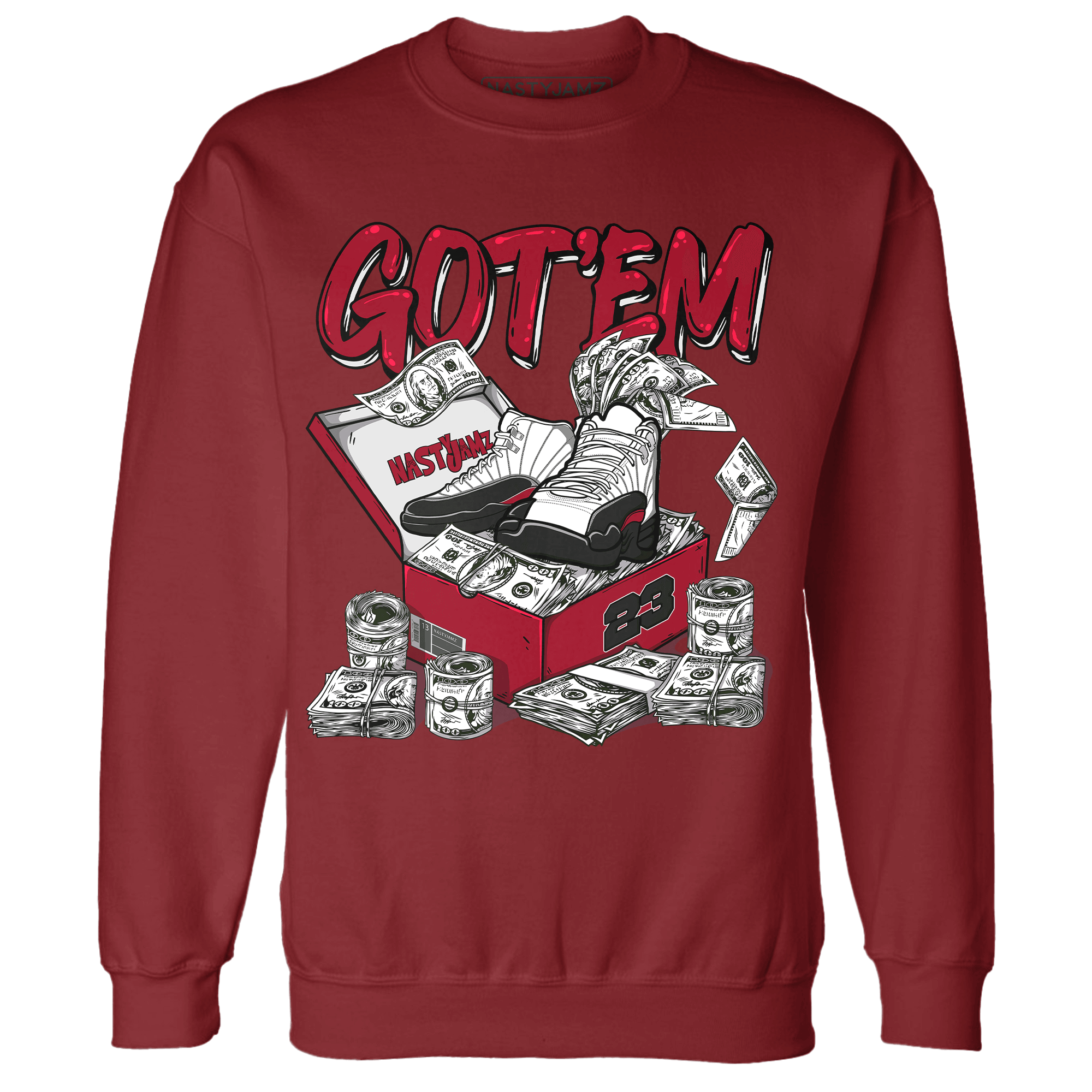 Retro Red Taxi 12s Sweatshirt Match Dollar Sneaker Box - NastyJamz