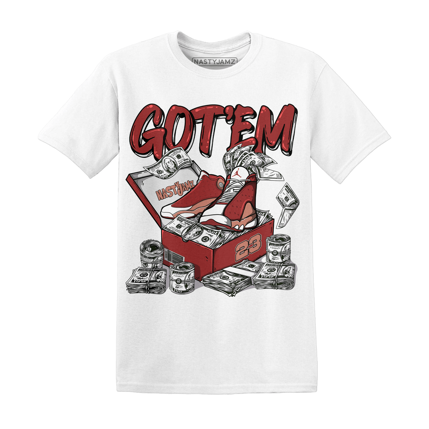 Dune Red 13s T Shirt Match Dollar Sneaker Box - NastyJamz
