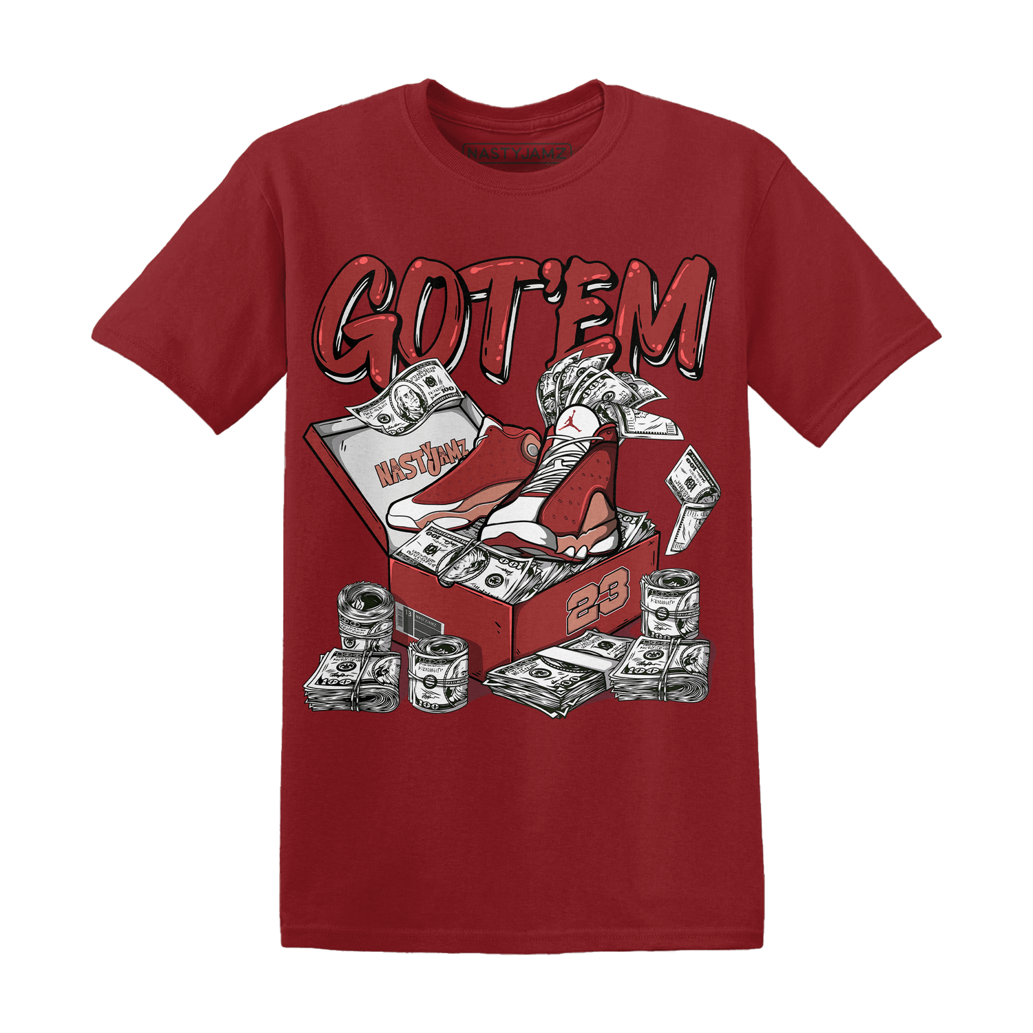 Dune Red 13s T Shirt Match Dollar Sneaker Box - NastyJamz