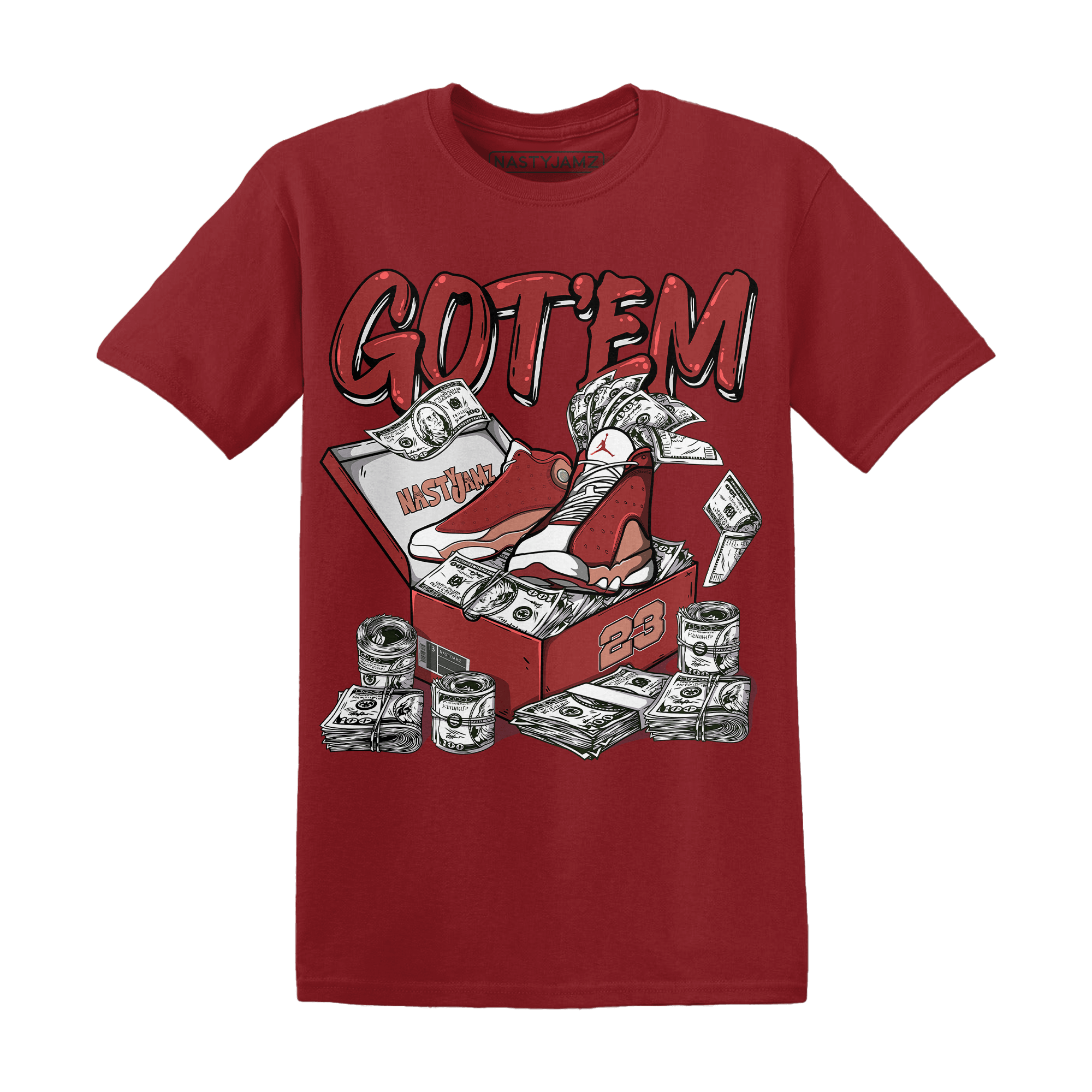 Dune Red 13s T Shirt Match Dollar Sneaker Box - NastyJamz