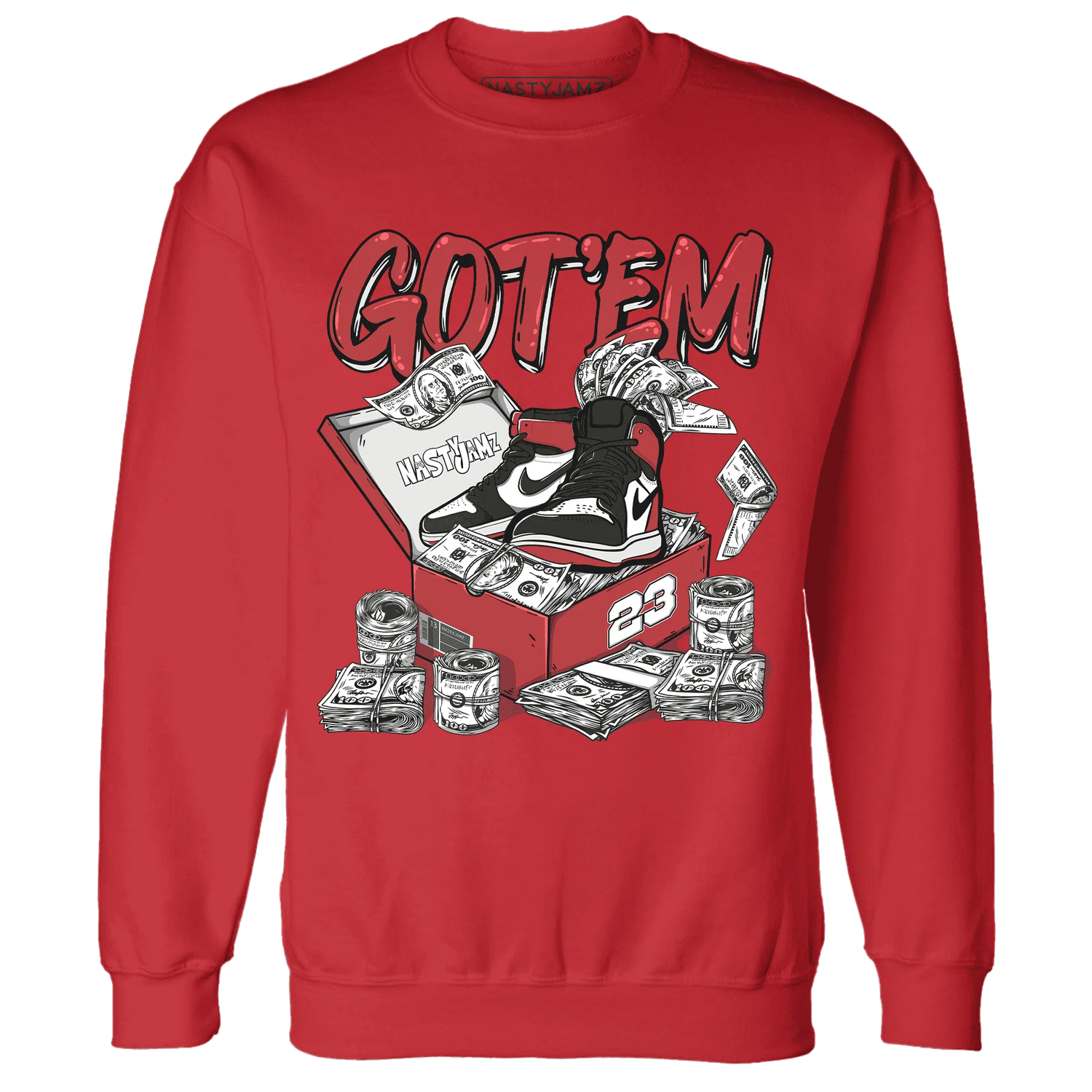 Black-Toe-Reimagined-Red-White-1s-NastyJamz-Sweatshirt-Match-Dollar-Sneaker-Box