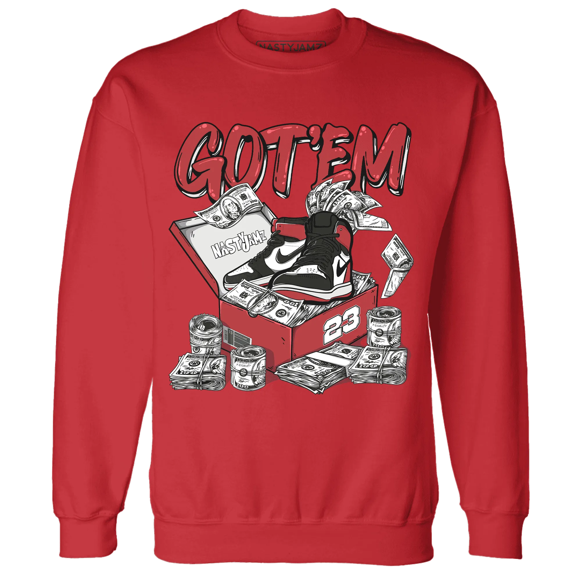 Black-Toe-Reimagined-Red-White-1s-NastyJamz-Sweatshirt-Match-Dollar-Sneaker-Box
