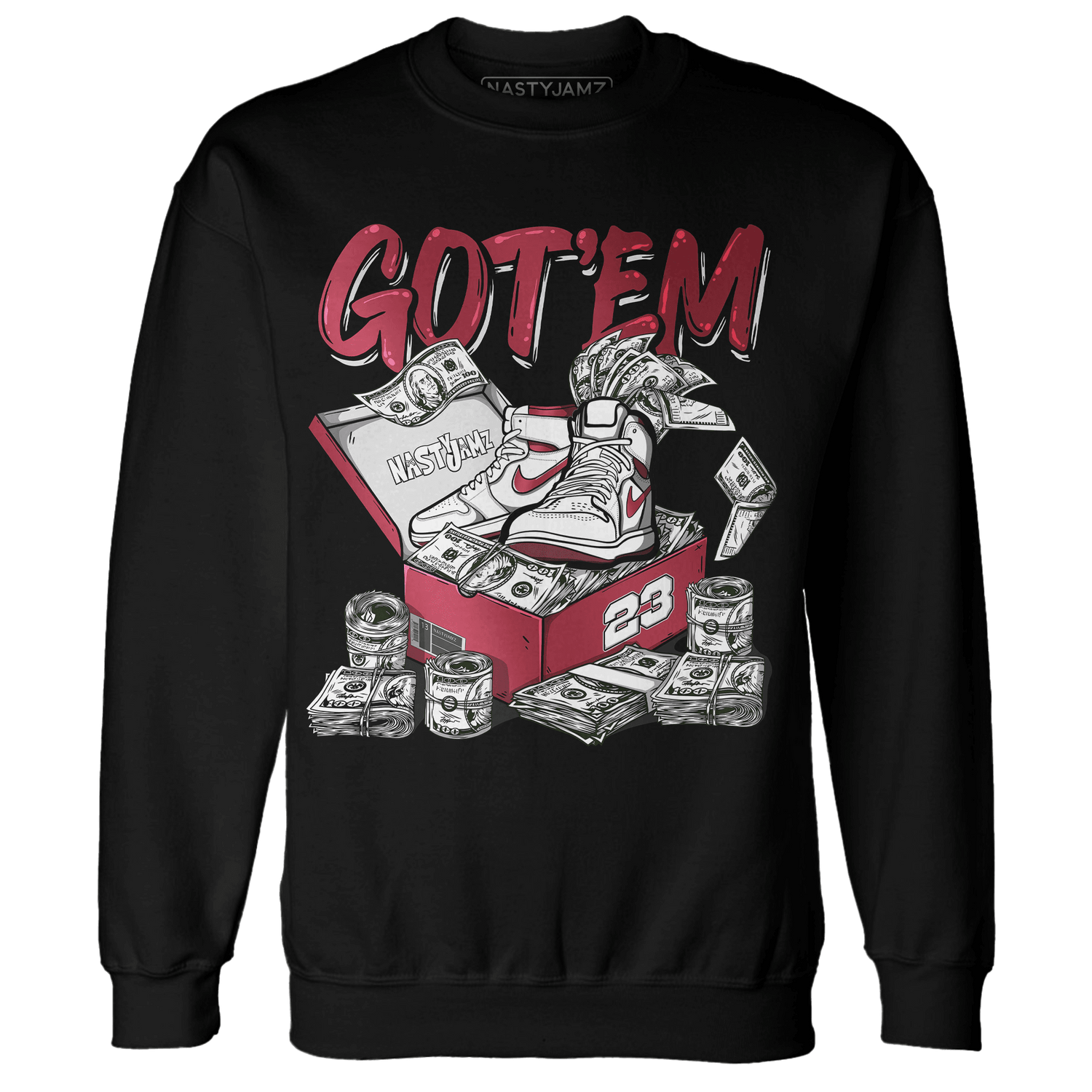 High 85 Metallic Burgundy 1s Sweatshirt Match Dollar Sneaker Box - NastyJamz