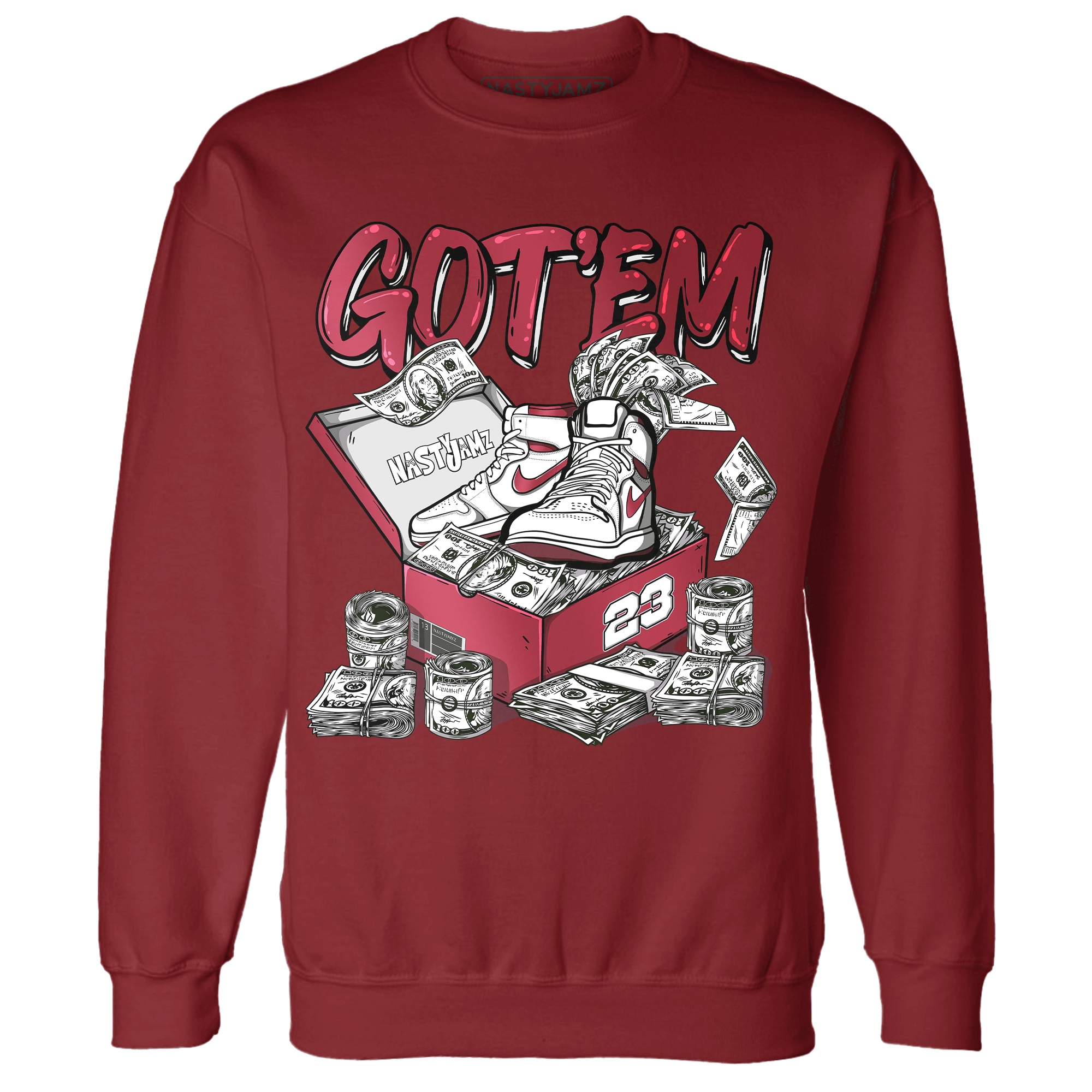 High 85 Metallic Burgundy 1s Sweatshirt Match Dollar Sneaker Box - NastyJamz