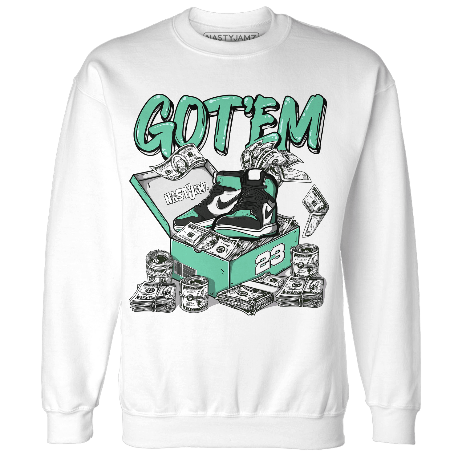 High OG Green Glow 1s Sweatshirt Match Dollar Sneaker Box - NastyJamz