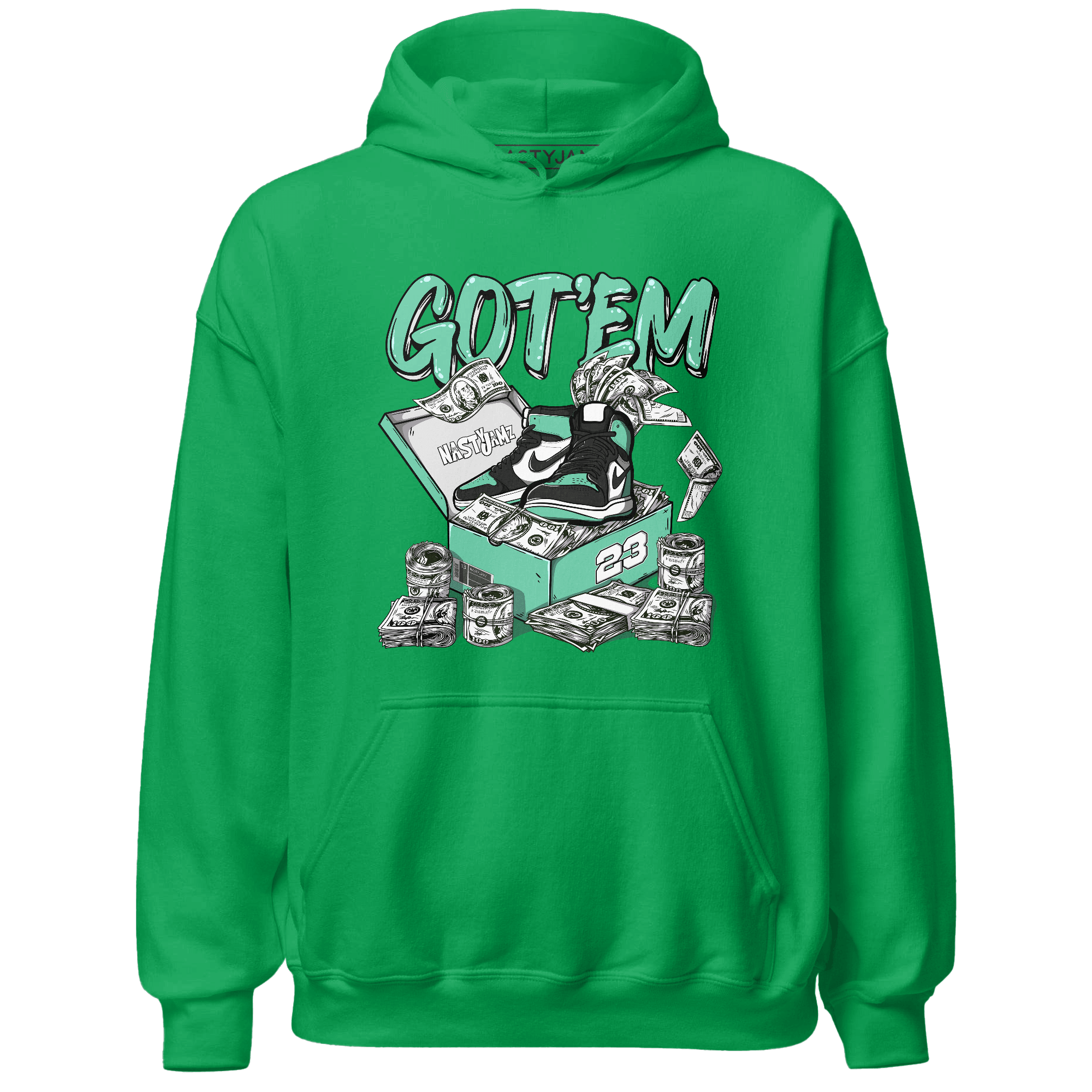 High OG Green Glow 1s Hoodie Match Dollar Sneaker Box - NastyJamz