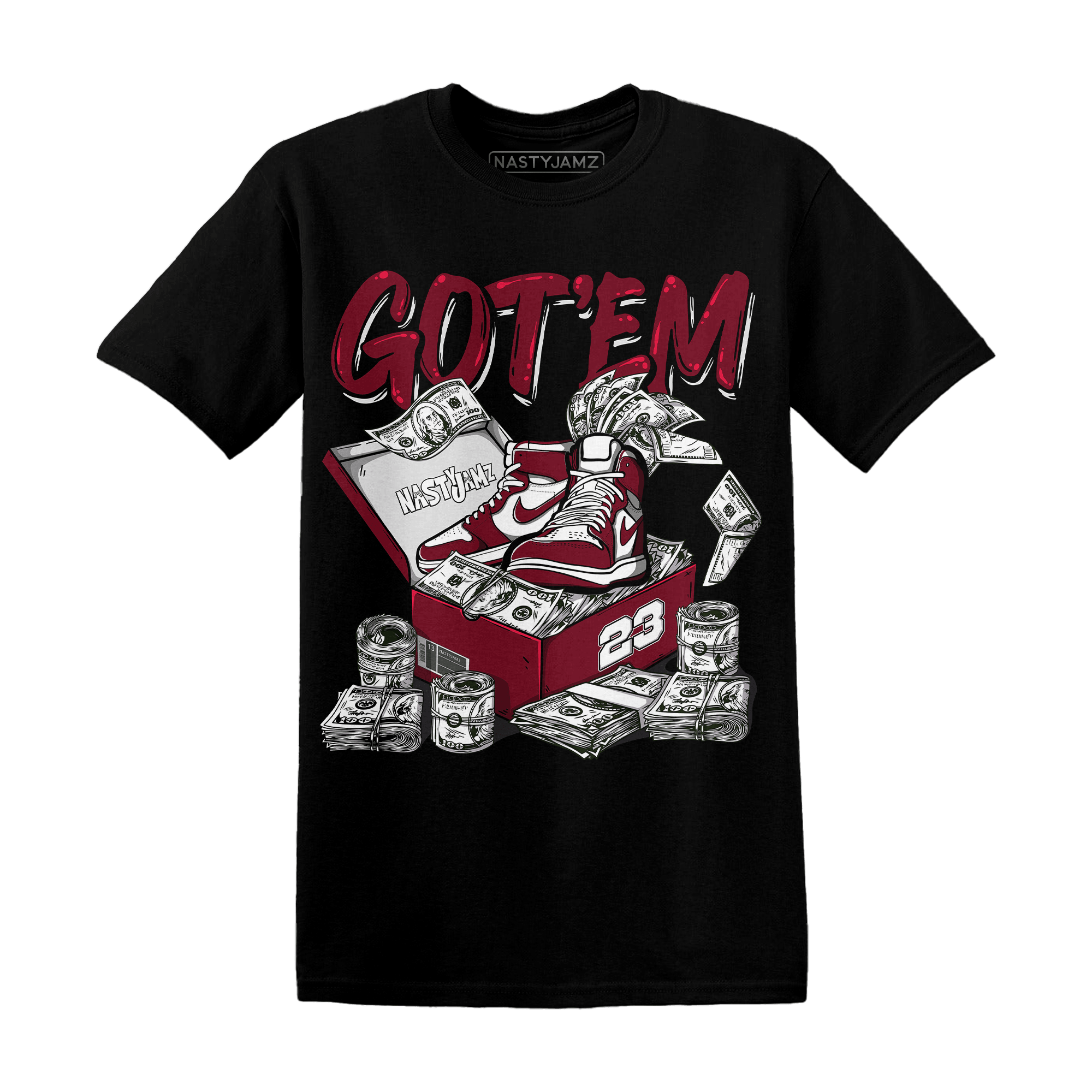 High White Team Red 1s T Shirt Match Dollar Sneaker Box - NastyJamz